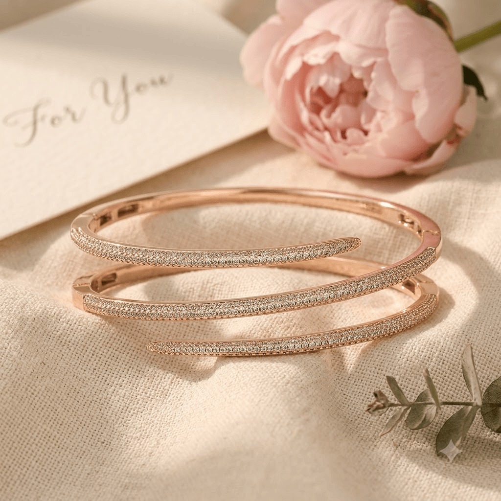 Mataari Bracelets Spiral Antique Cubic Zirconia Twirl Round Bracelet For Women