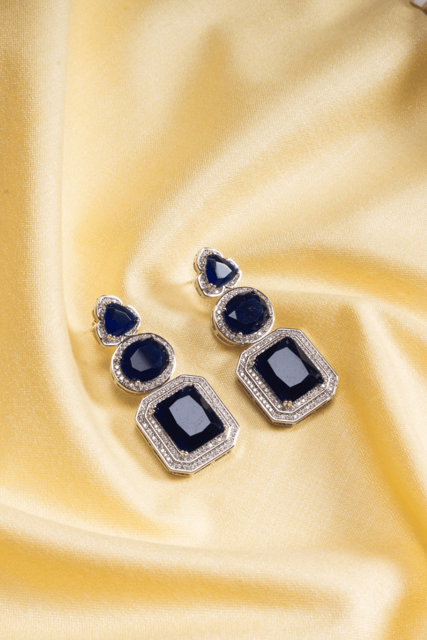 Mataari Earrings Emerald Geometry Statement Earrings — Bold, Glam & Elegant