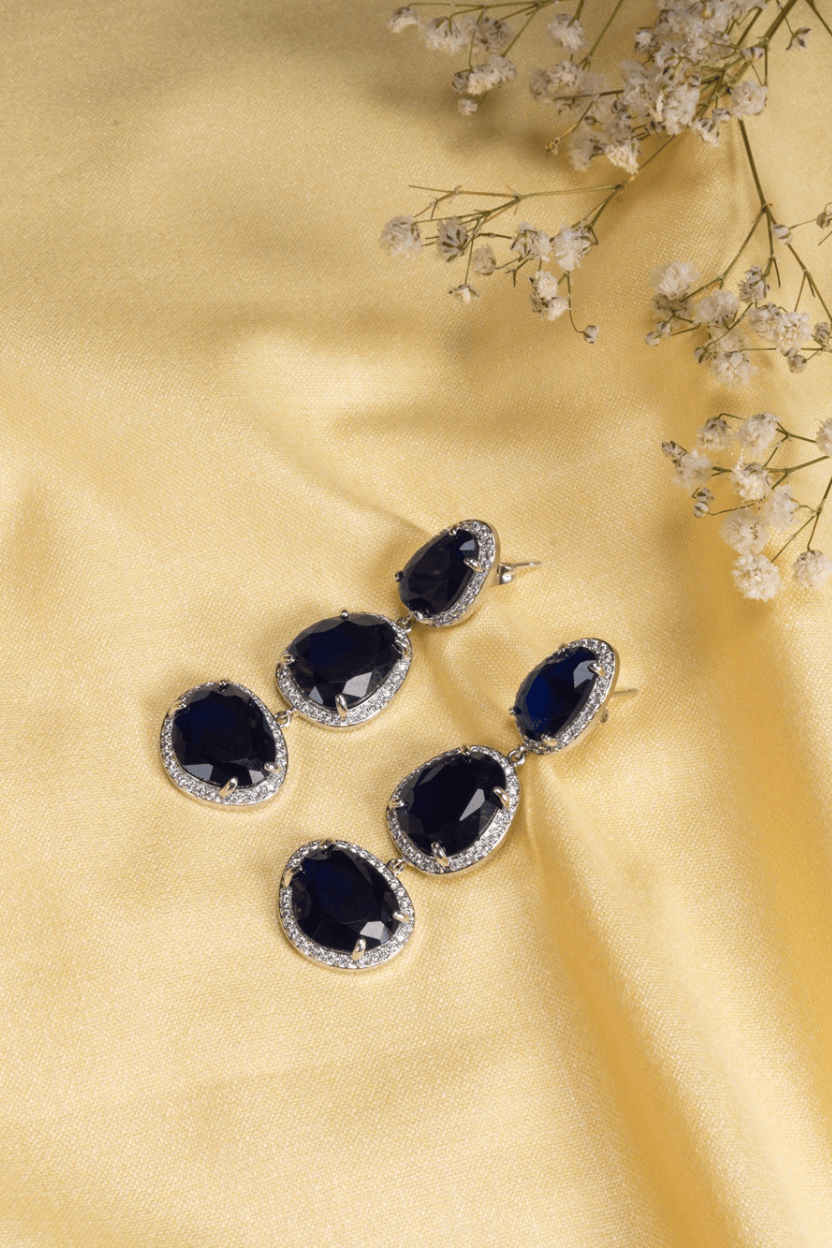 Mataari Earrings Triple Ruby Glam Drop Earrings — Bold, Elegant & Radiant