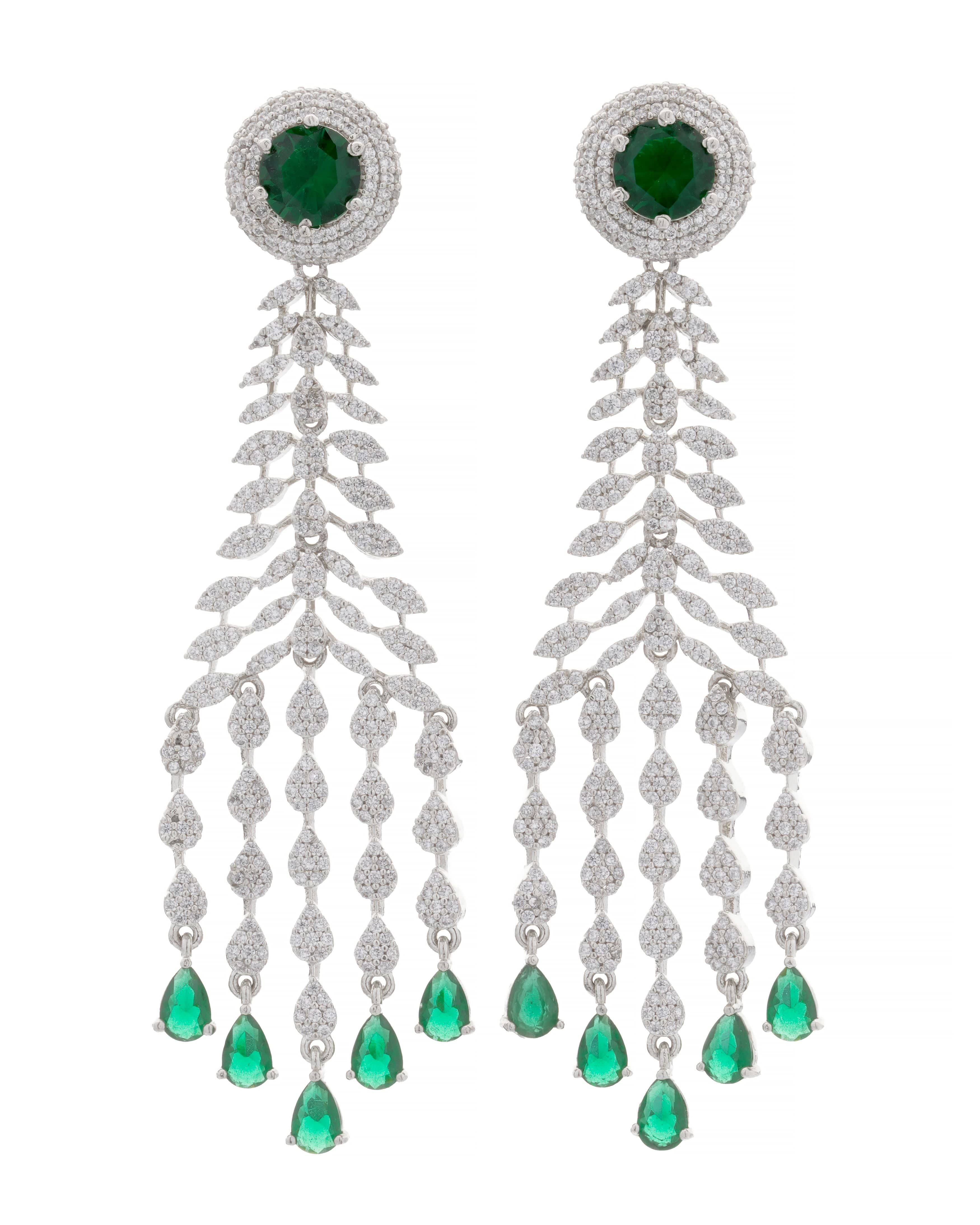 Mataari Earrings Emerald Cascade Chandelier Earrings