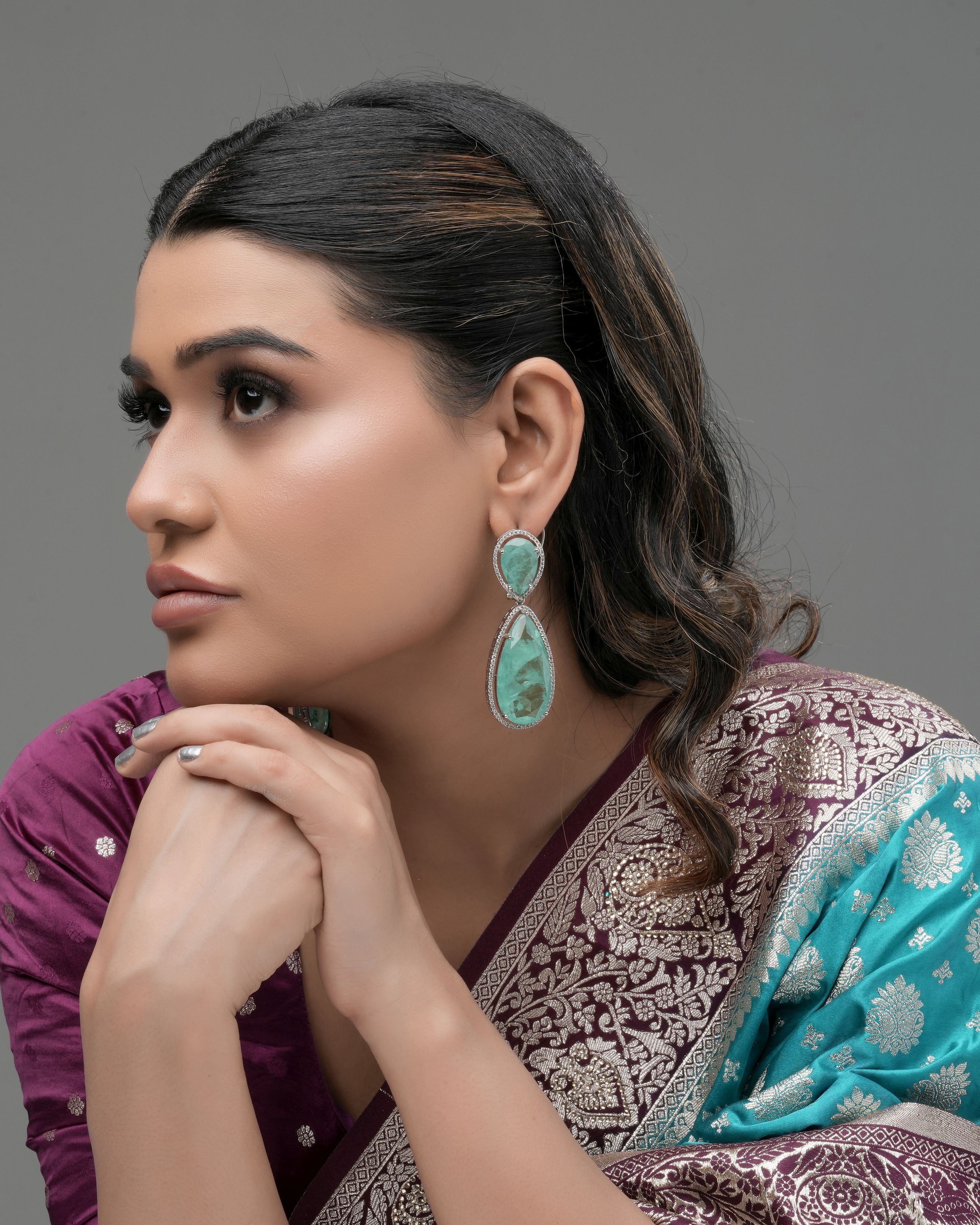 Mataari Earrings Emerald Doublet  Elegance Double‑Drop Earrings