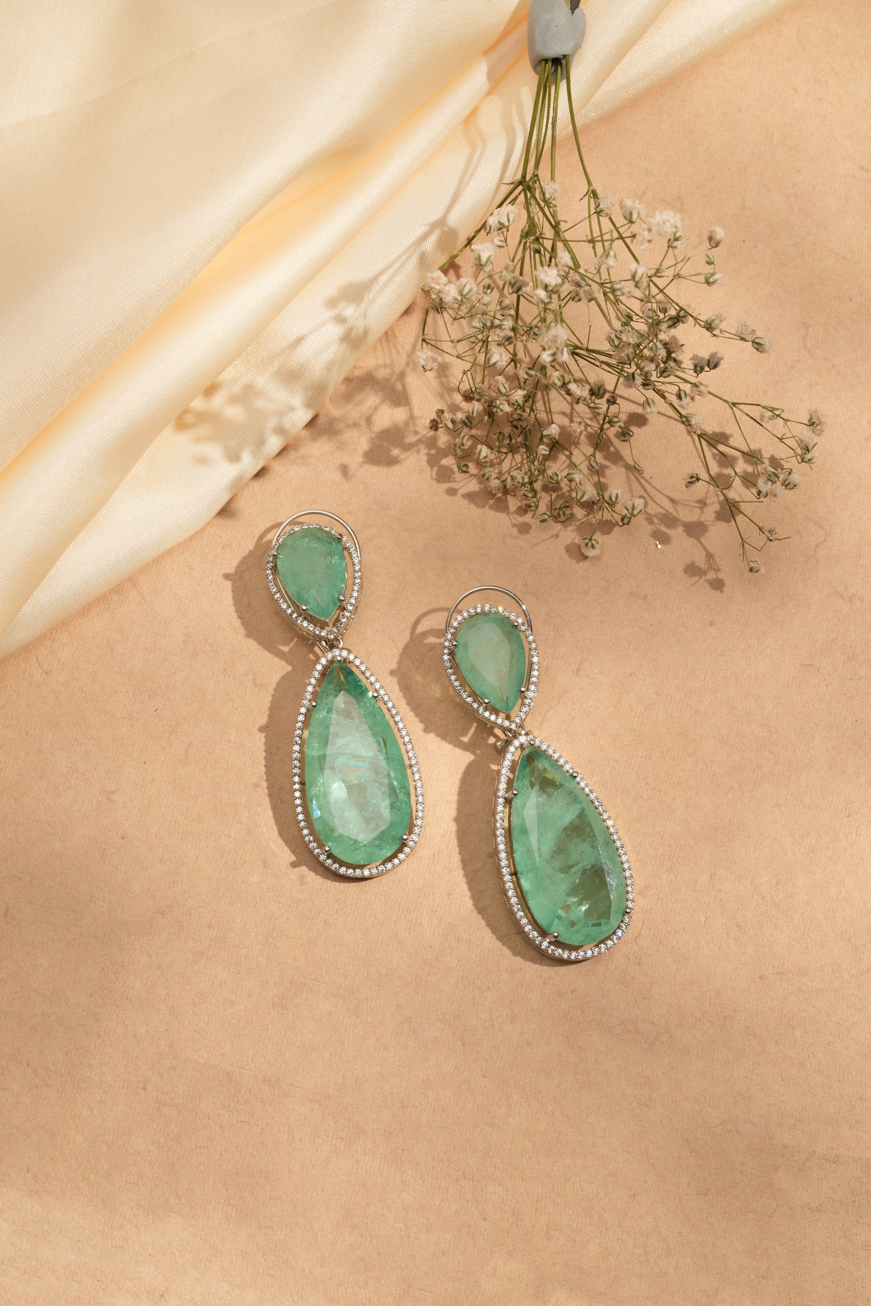 Mataari Earrings Emerald Doublet  Elegance Double‑Drop Earrings