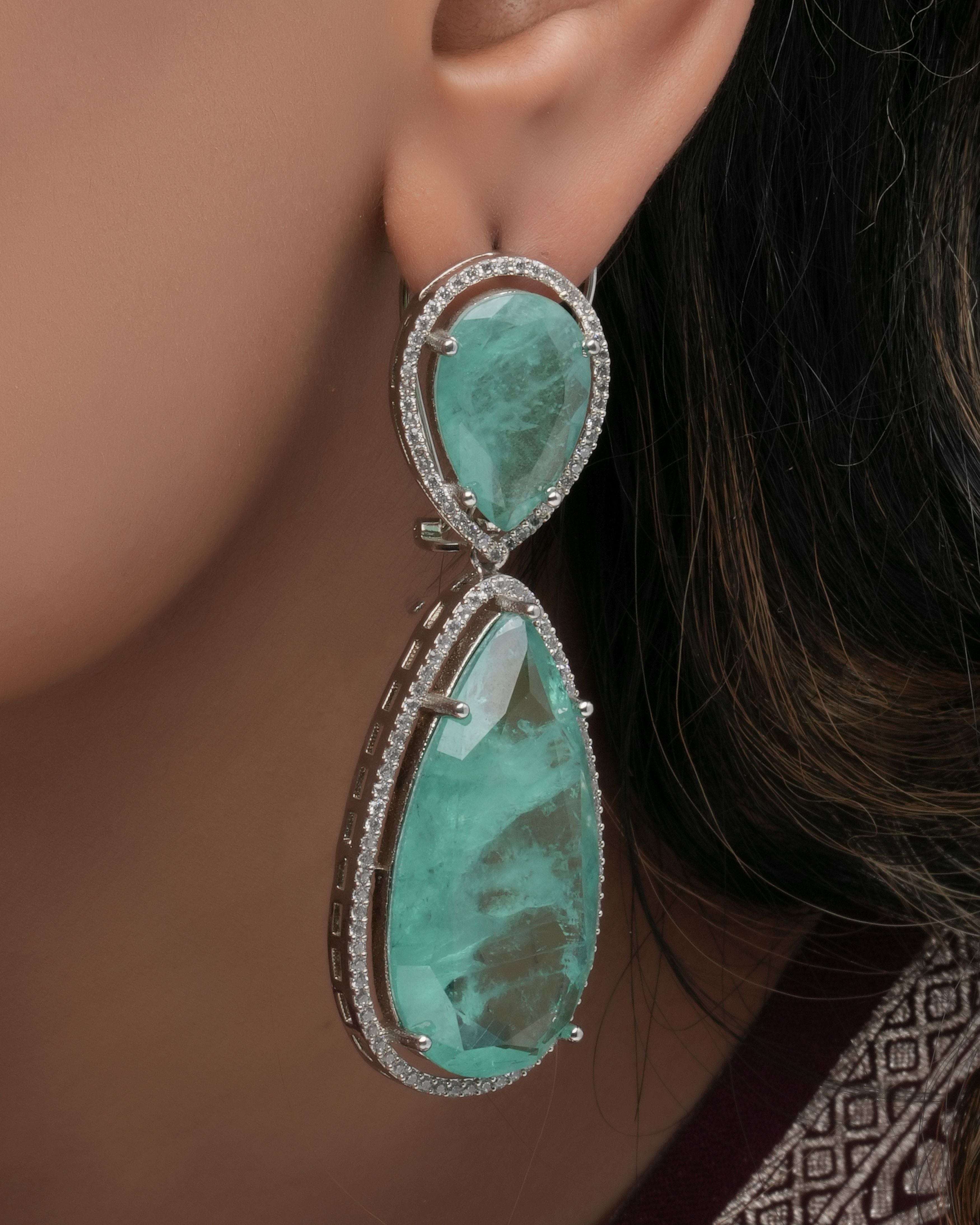 Mataari Earrings Emerald Doublet  Elegance Double‑Drop Earrings