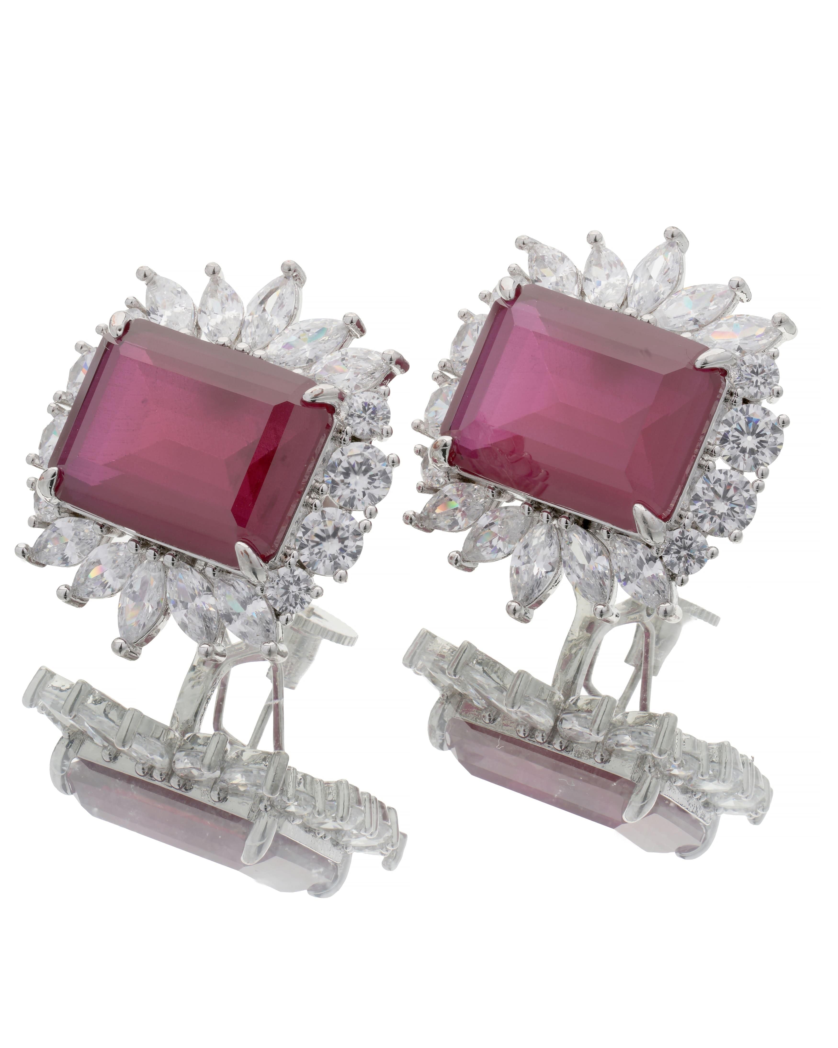 Mataari Earrings Emerald Laurel Halo Stud Earrings