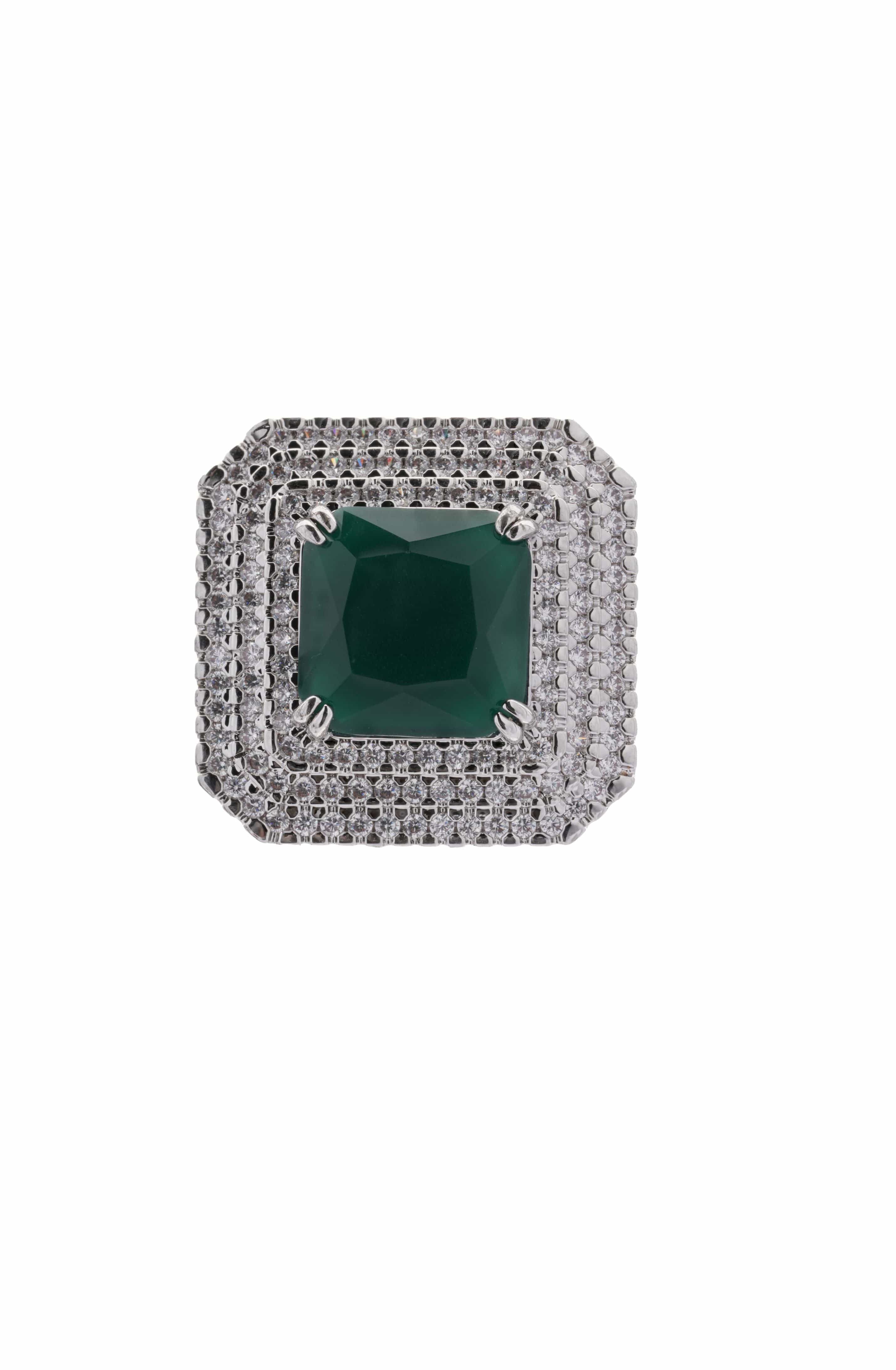 Mataari Earrings Emerald Prism Square Stud Earrings
