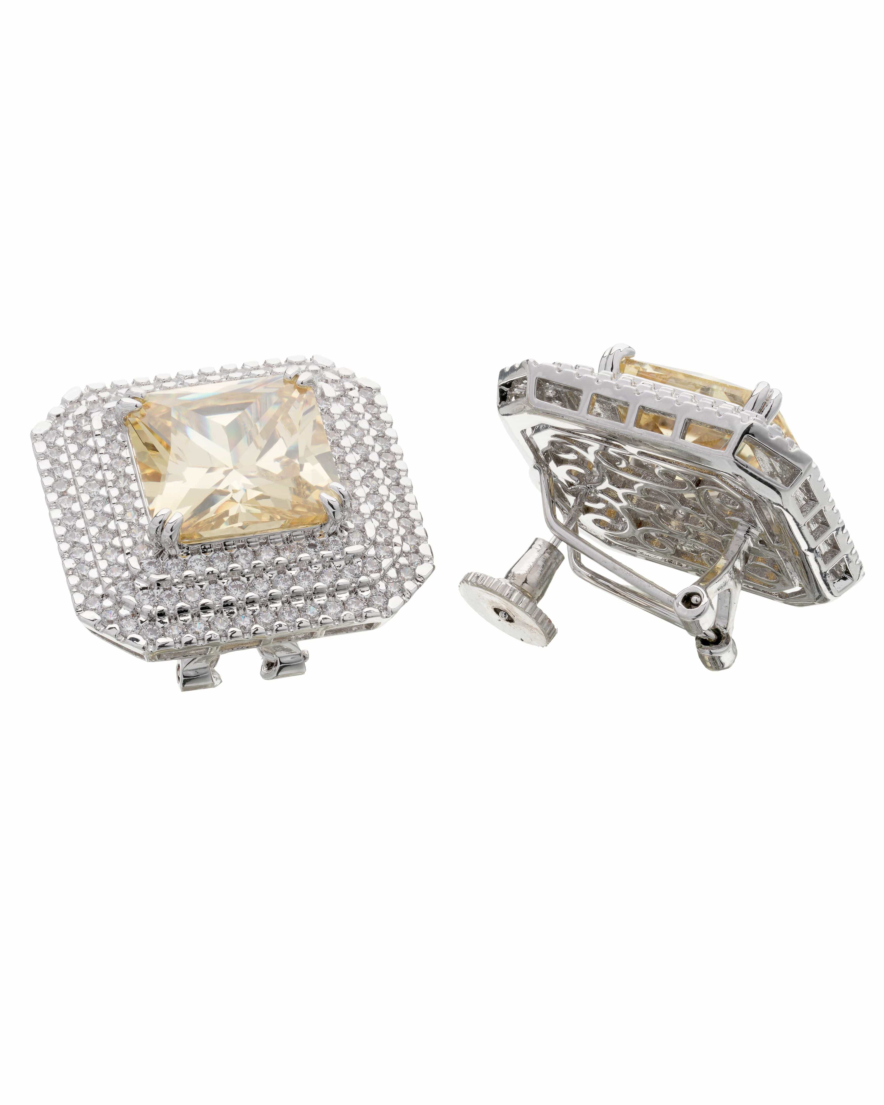 Mataari Earrings Emerald Prism Square Stud Earrings
