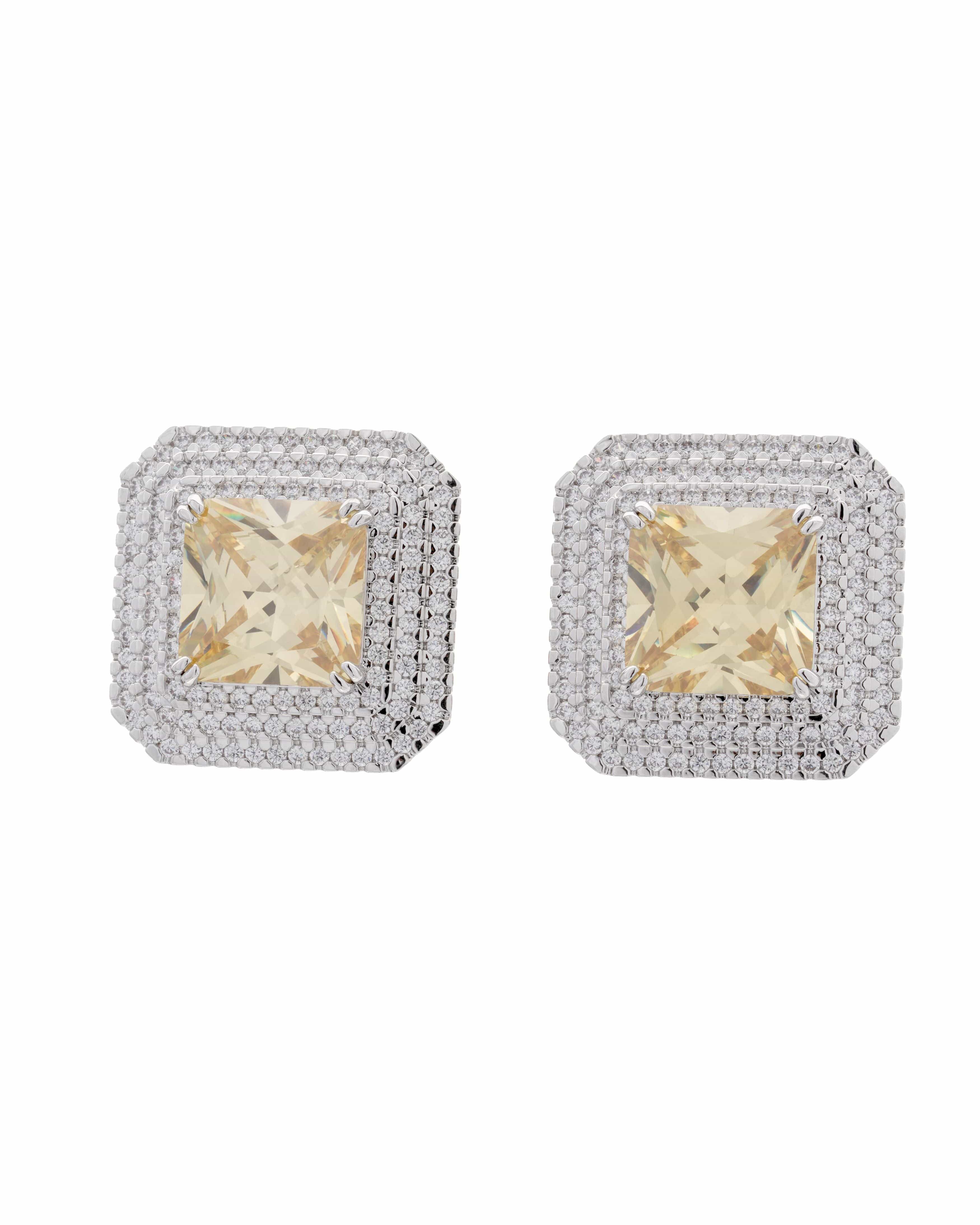 Mataari Earrings Emerald Prism Square Stud Earrings
