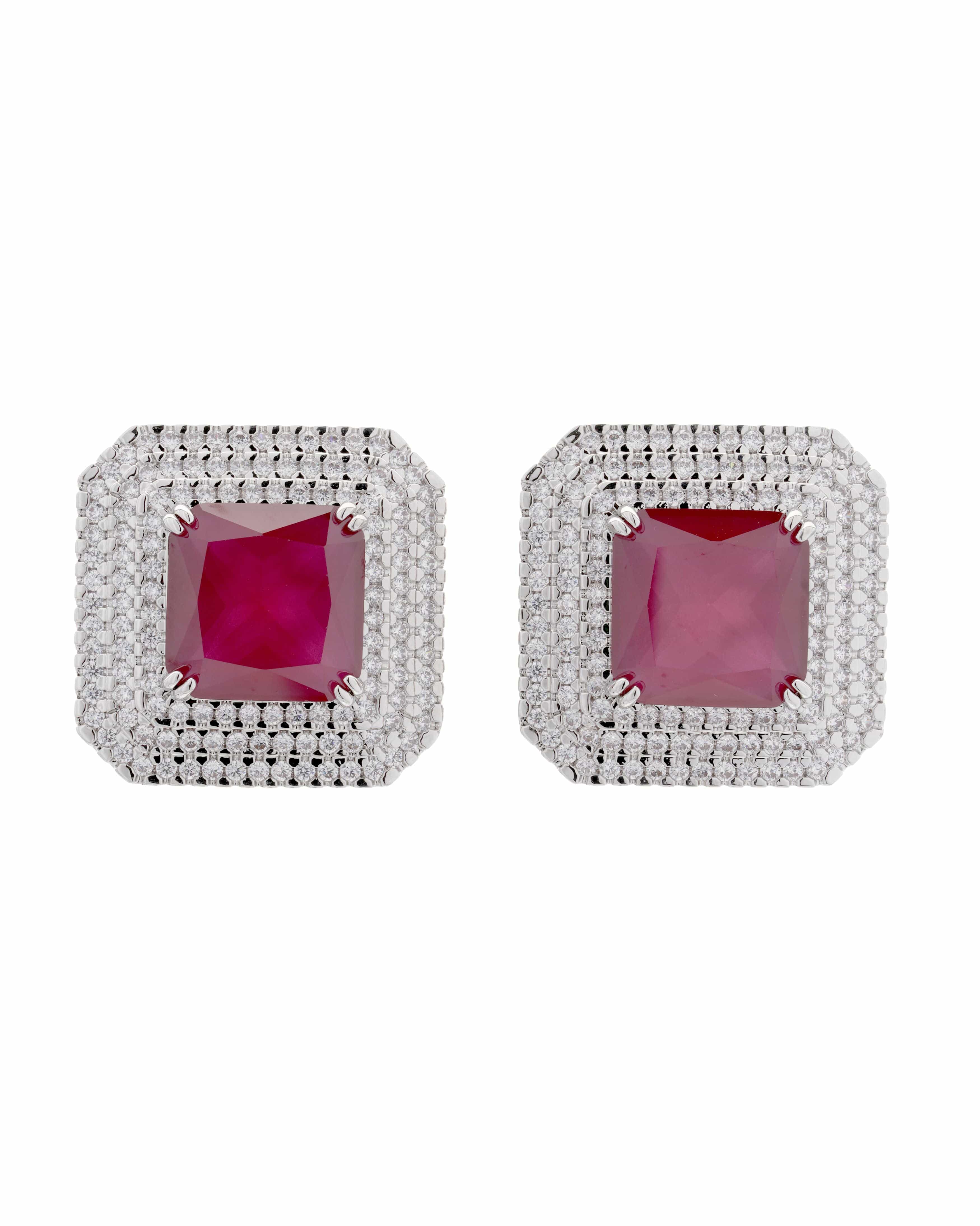Mataari Earrings Emerald Prism Square Stud Earrings