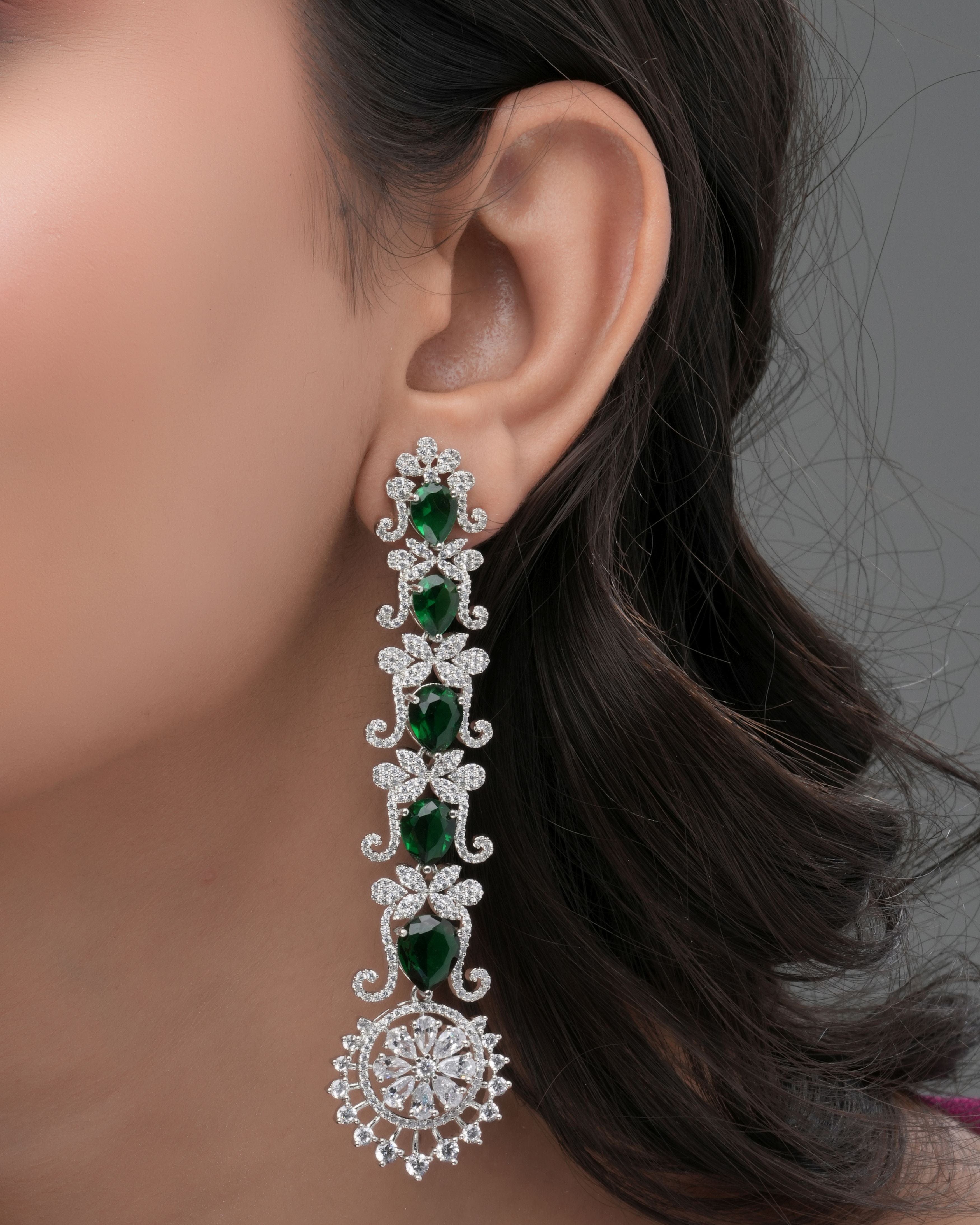Mataari Earrings Emerald Radiance Cascading Drop Earrings