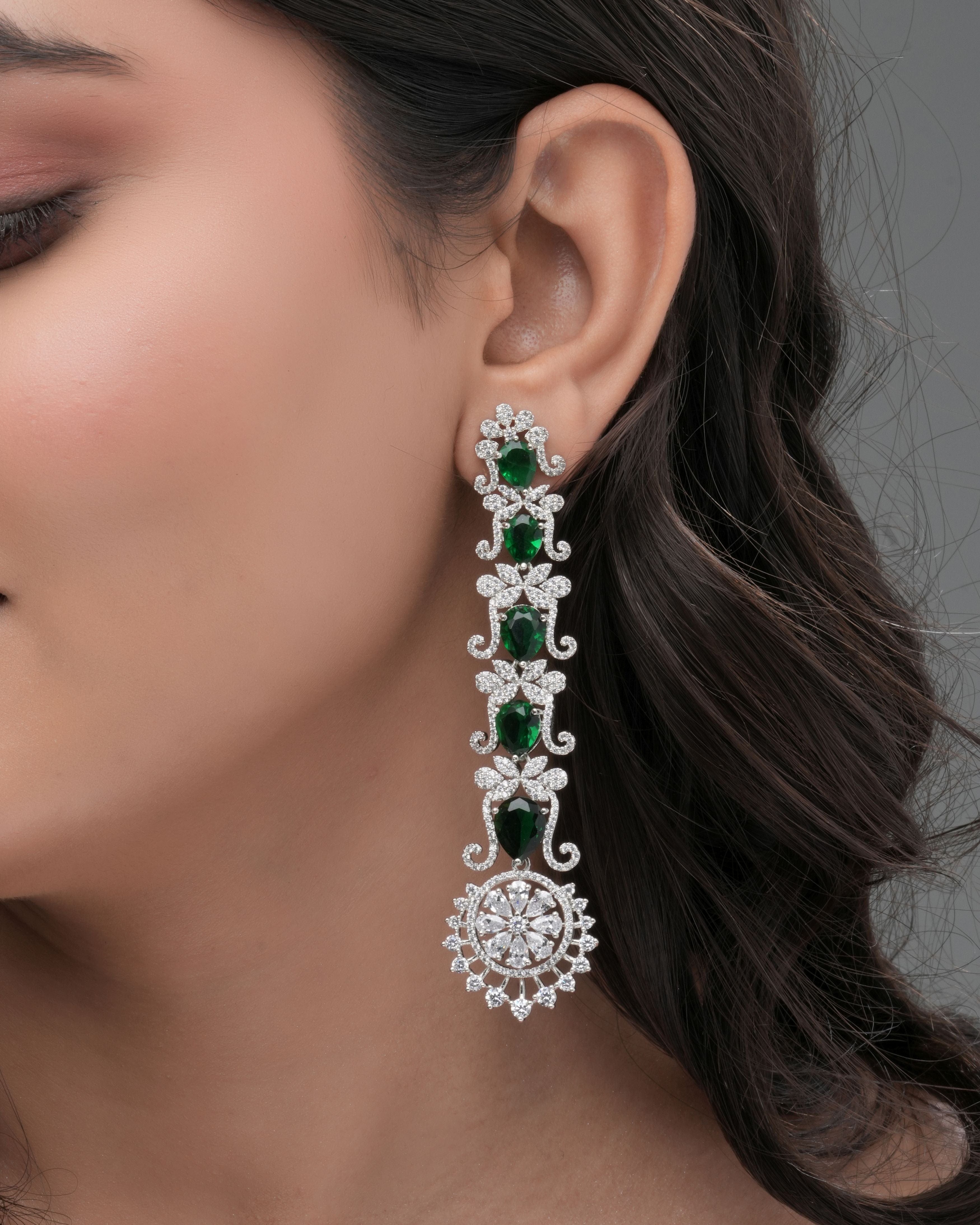 Mataari Earrings Emerald Radiance Cascading Drop Earrings