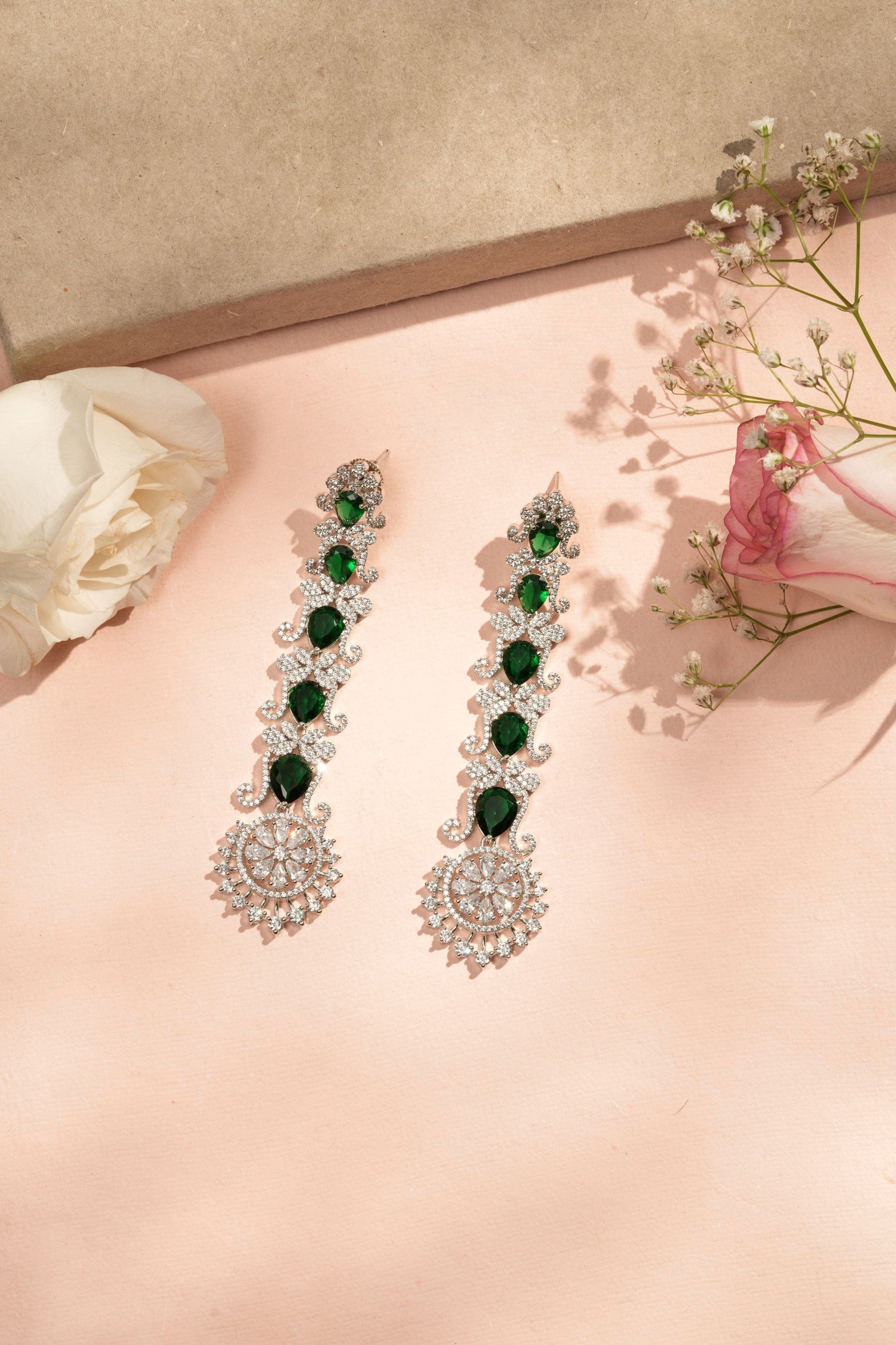 Mataari Earrings Emerald Radiance Cascading Drop Earrings