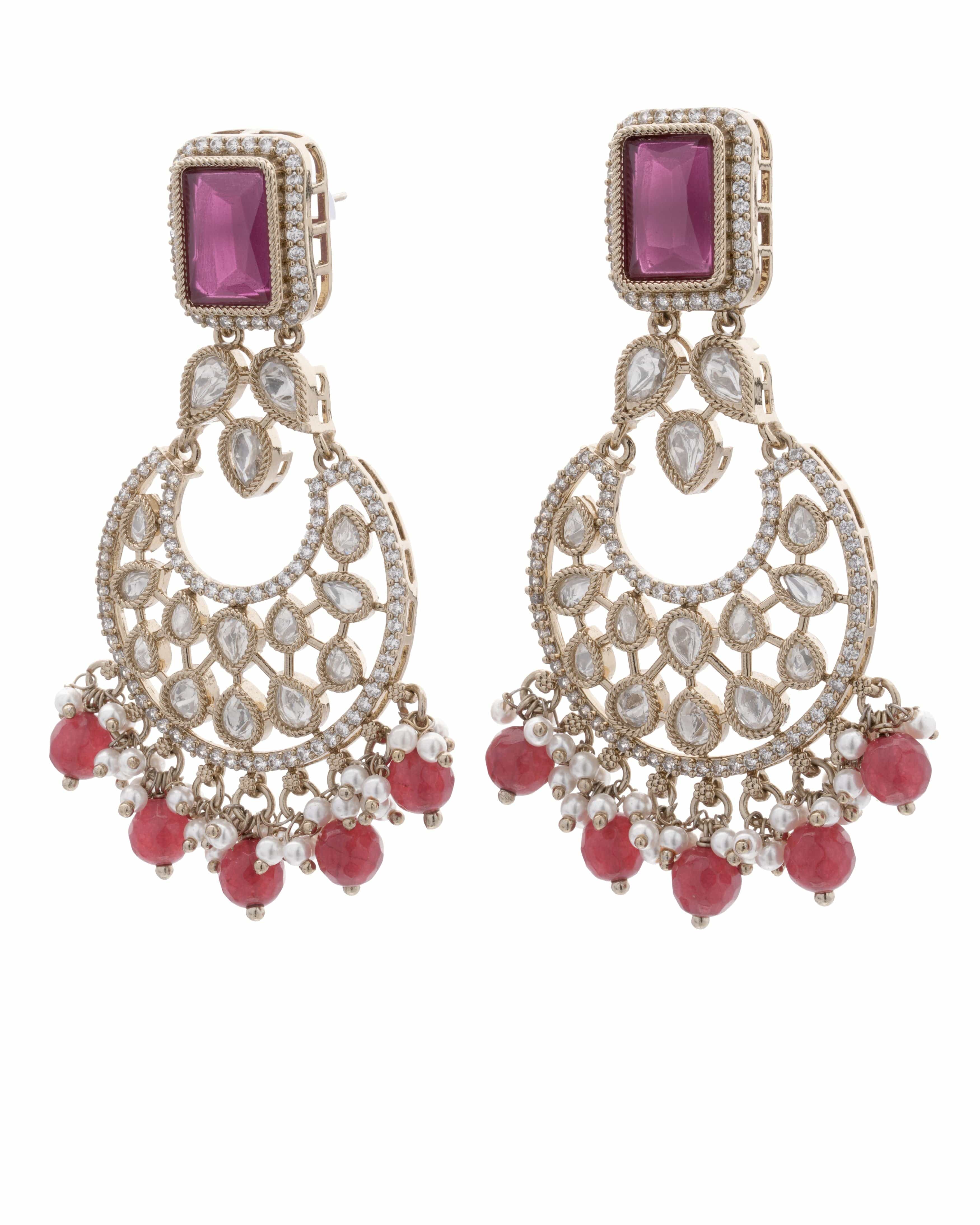 Mataari Earrings Fuchsia Blossom Chandelier Earrings