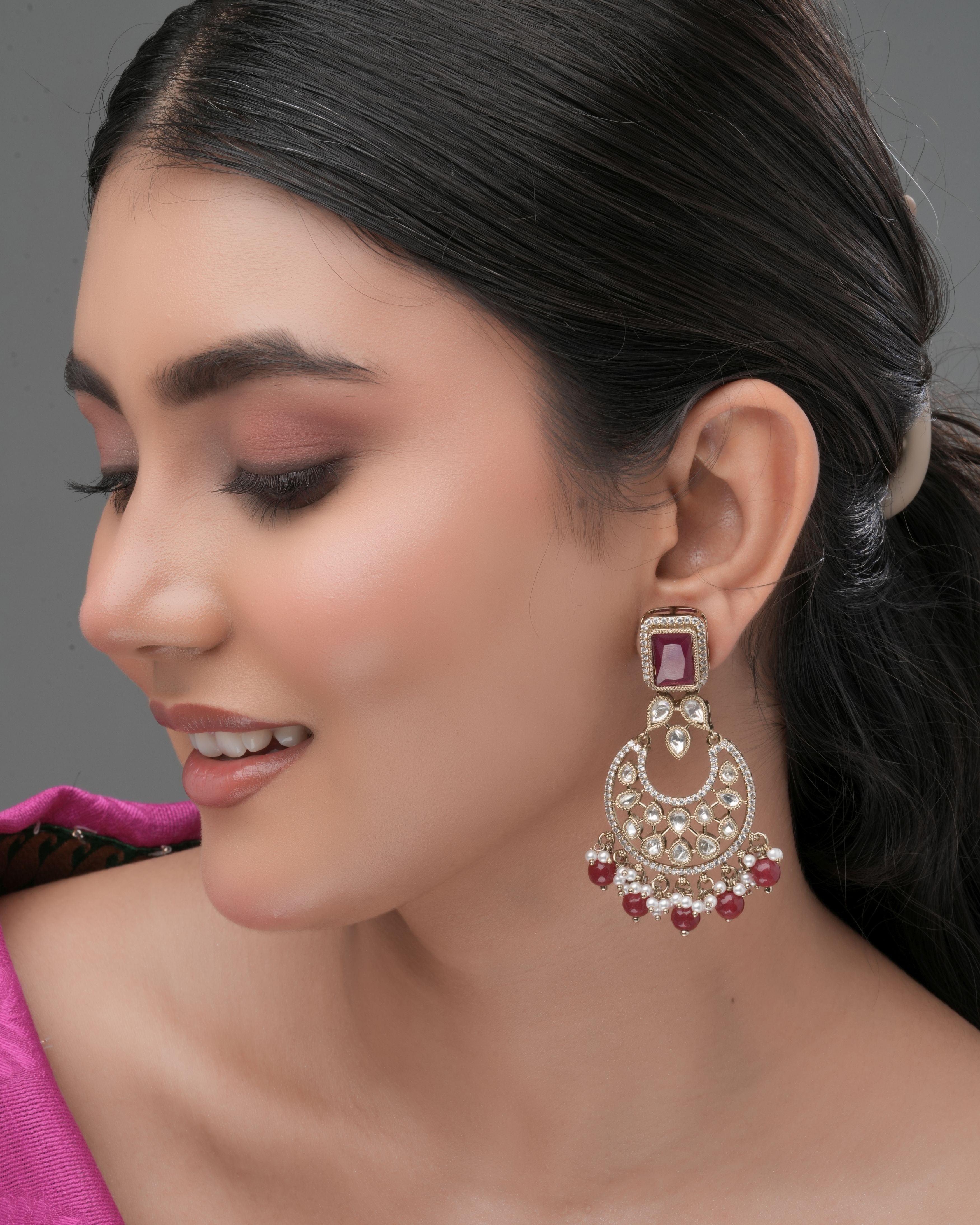 Mataari Earrings Fuchsia Blossom Chandelier Earrings