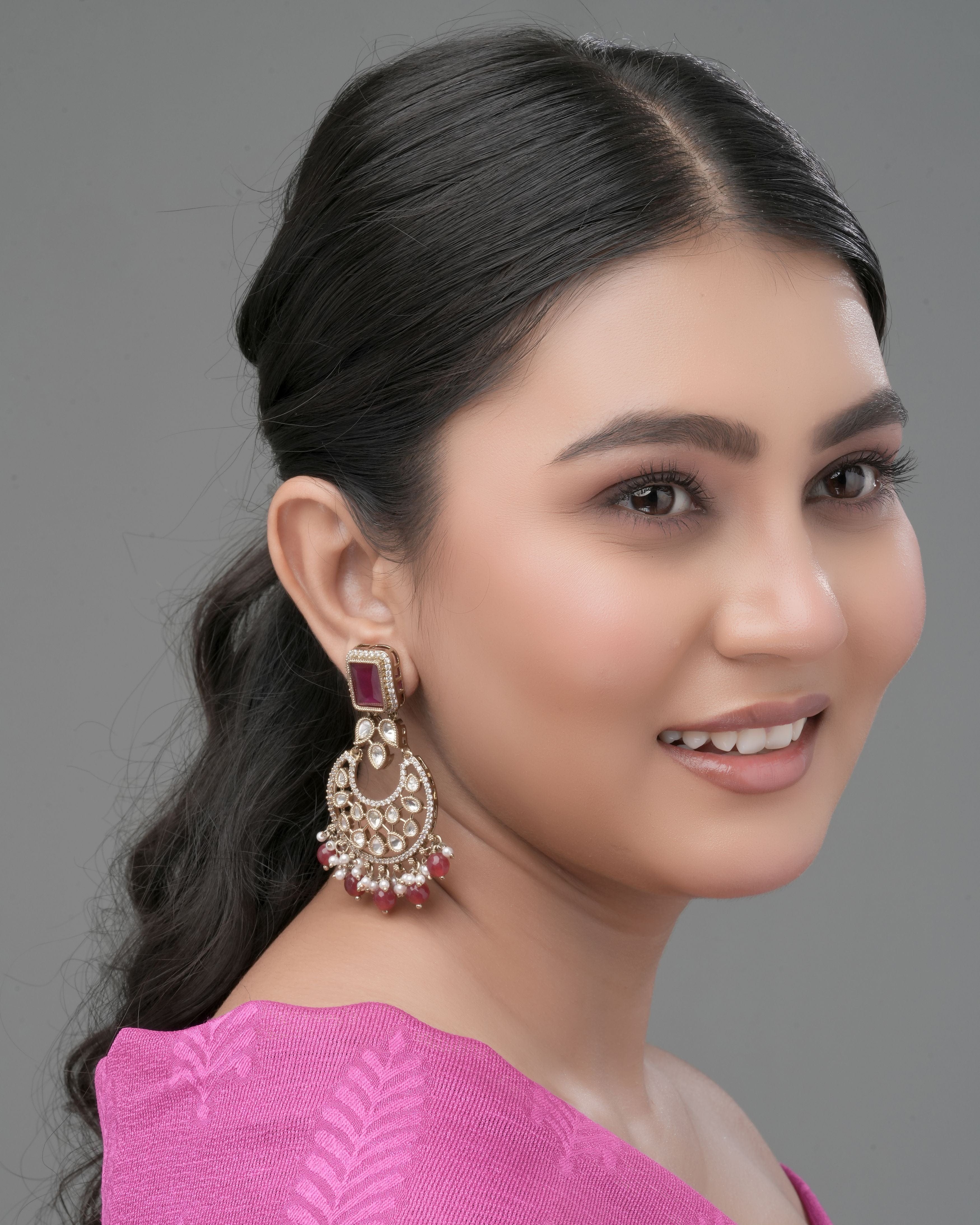 Mataari Earrings Fuchsia Blossom Chandelier Earrings