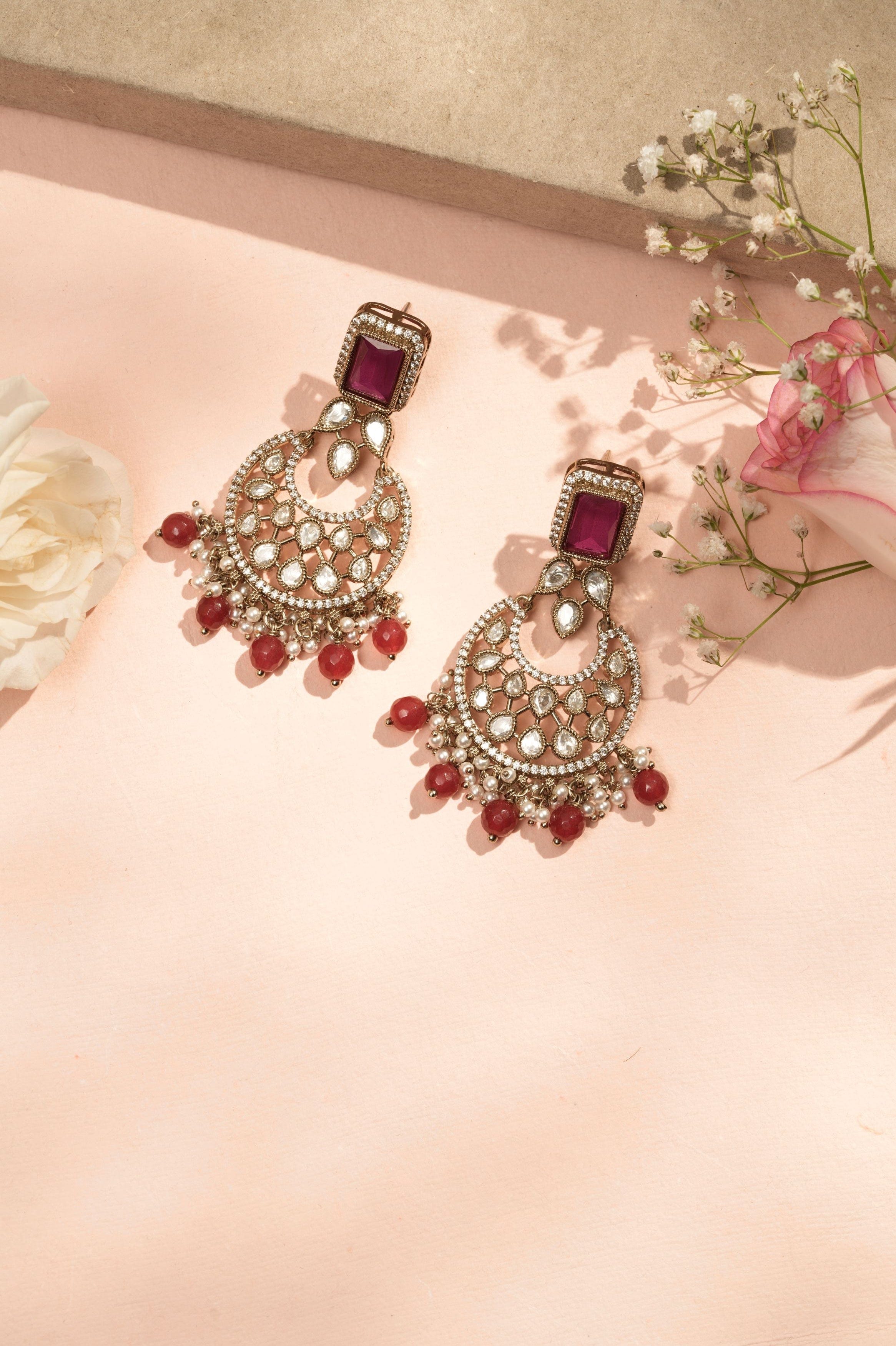 Mataari Earrings Fuchsia Blossom Chandelier Earrings