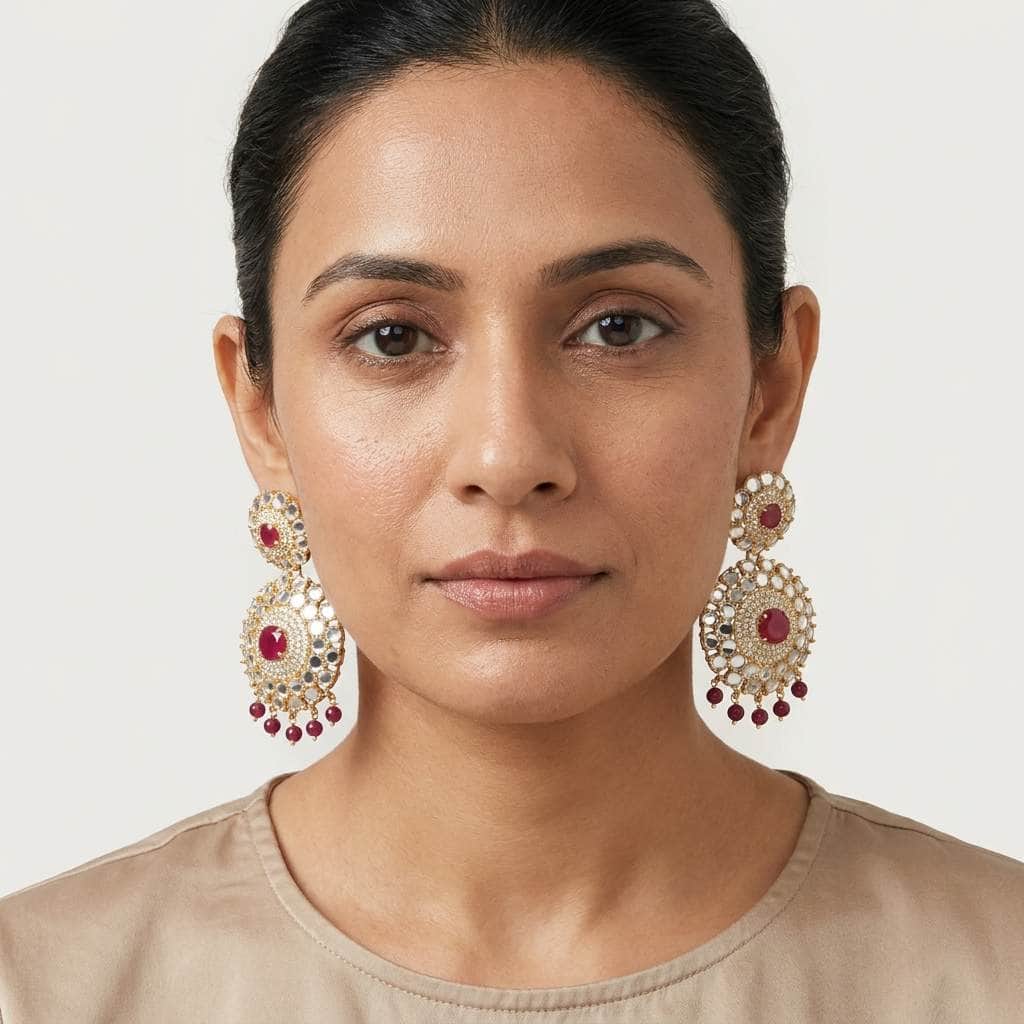 Mataari Earrings Gold Plated Crystal Cubiz Zirconia Dangle Bridal Beaded Earrings