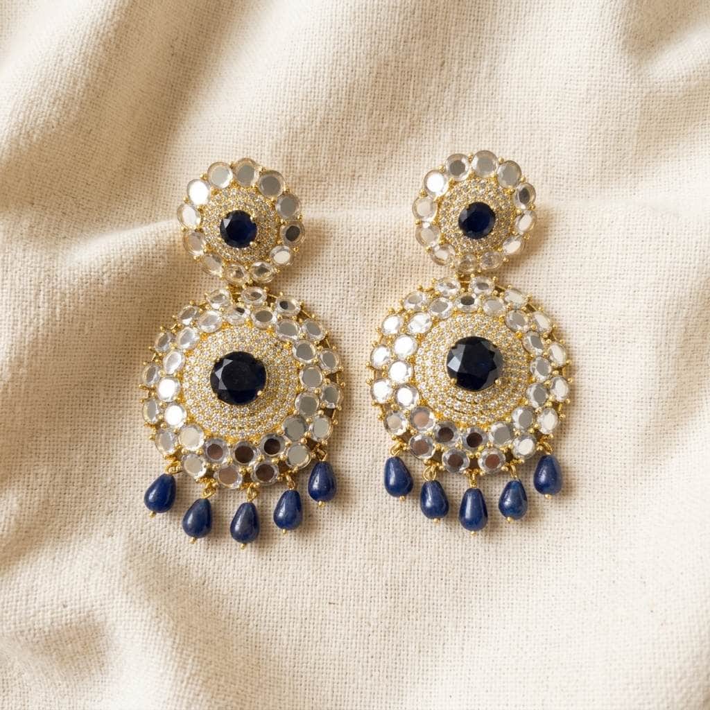 Mataari Earrings Gold Plated Crystal Cubiz Zirconia Dangle Bridal Beaded Earrings