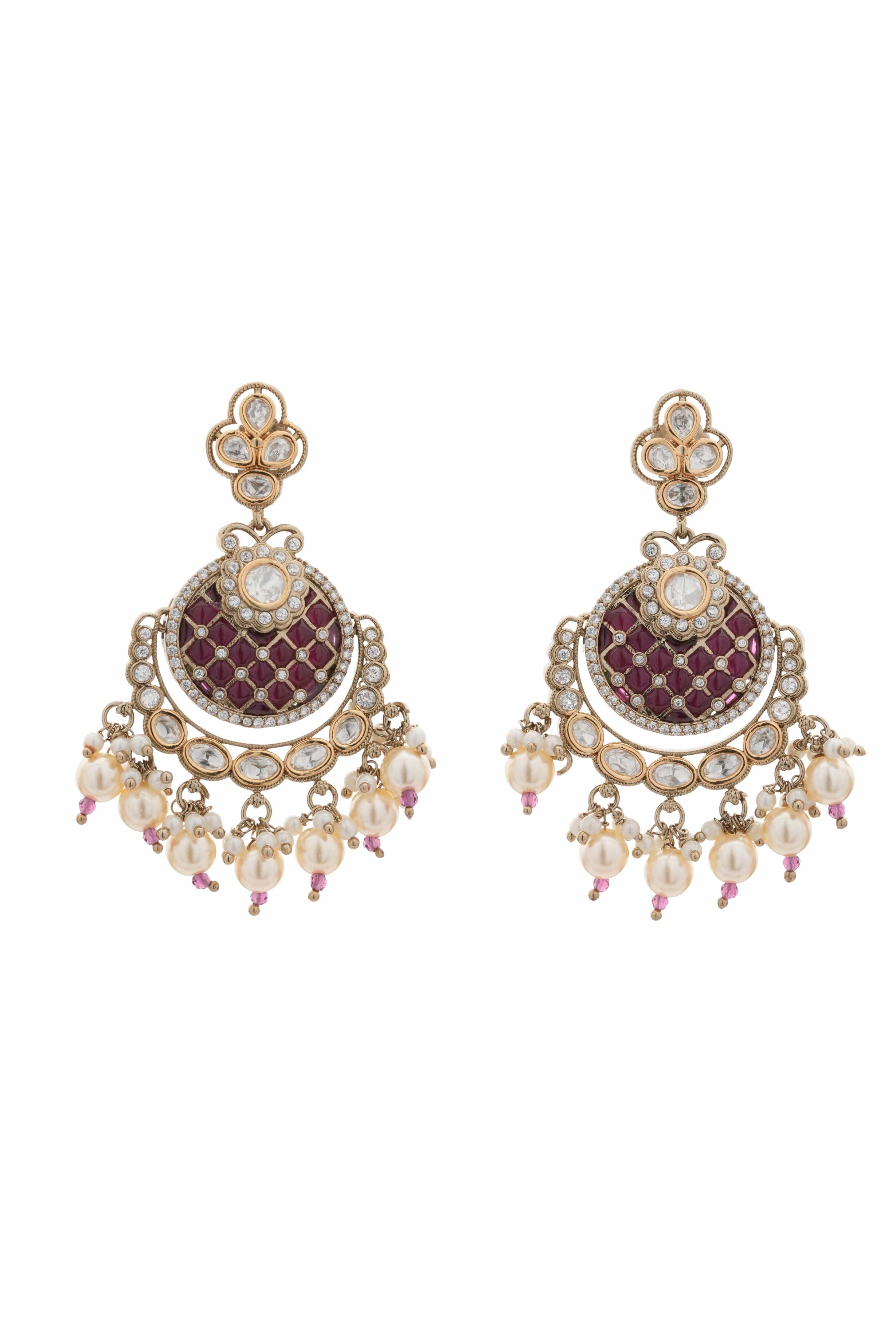 Mataari Earrings Handmade Emerald Bloom Moissanite Epoxy Jhumka Earrings