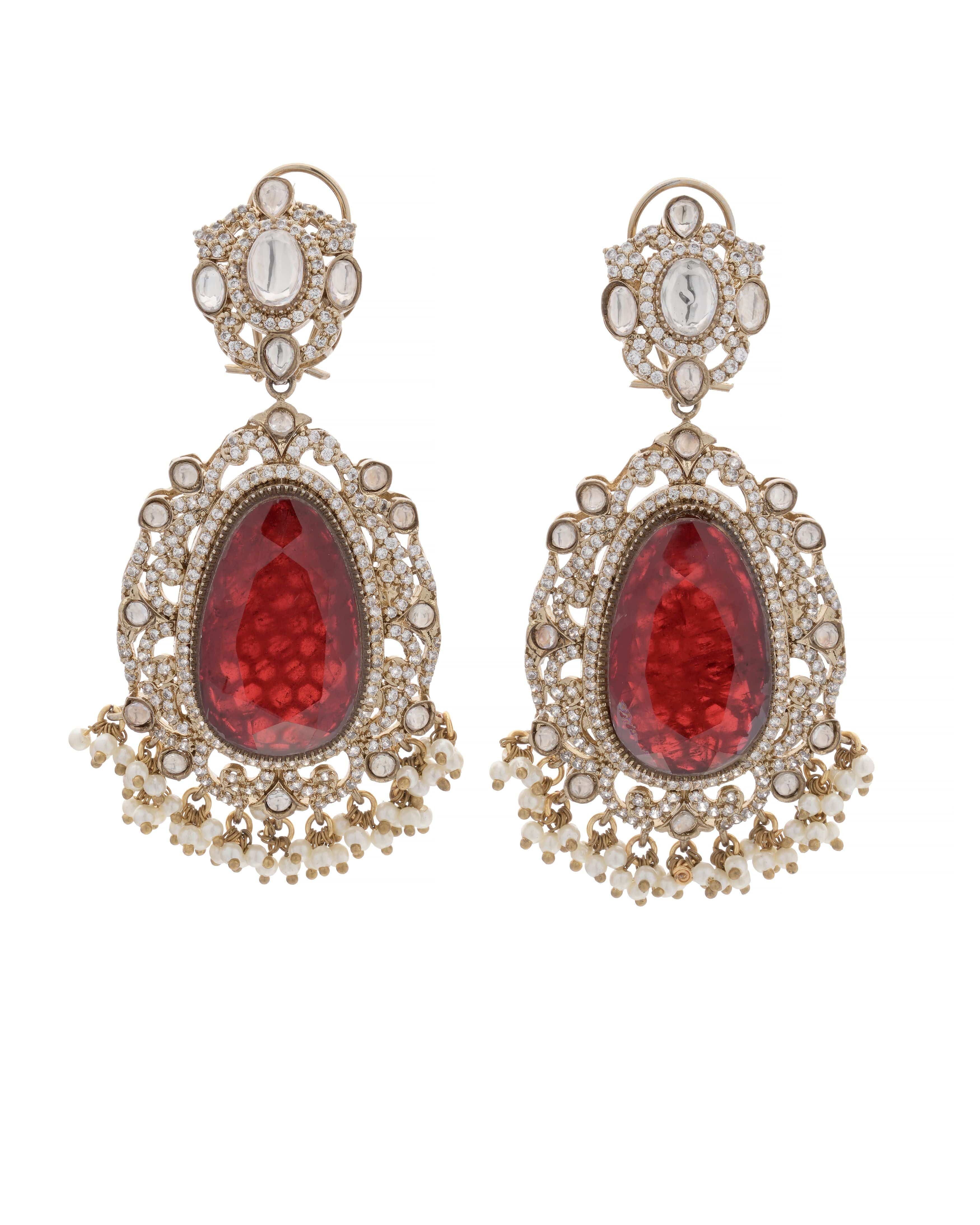 Mataari Earrings Handmade Green Doublet Cascade Earrings