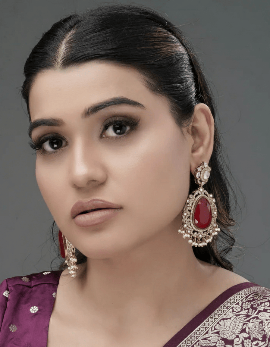 Mataari Earrings Handmade Green Doublet Cascade Earrings