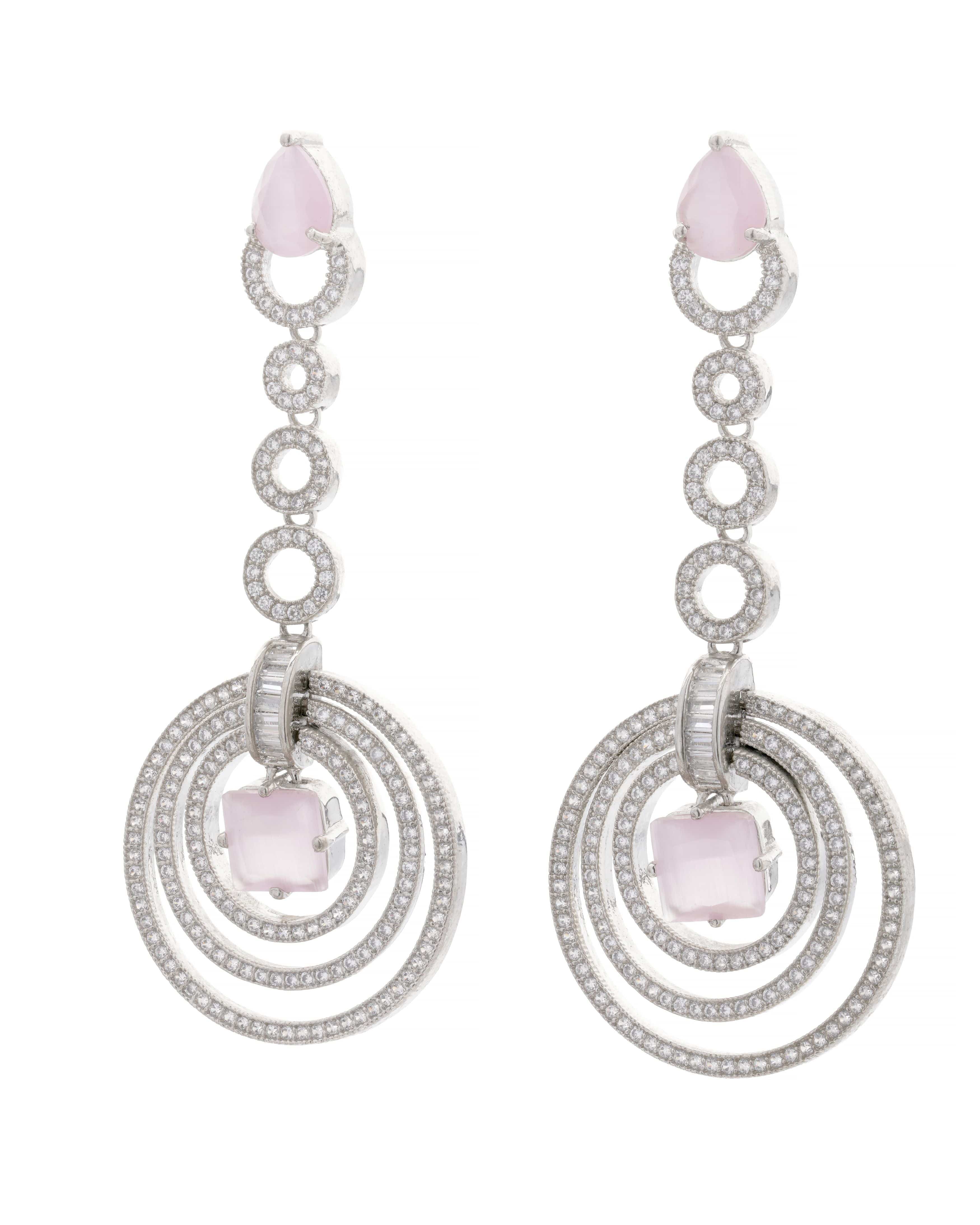 Mataari Earrings Rose Spiral Overlap Chandelier Earrings
