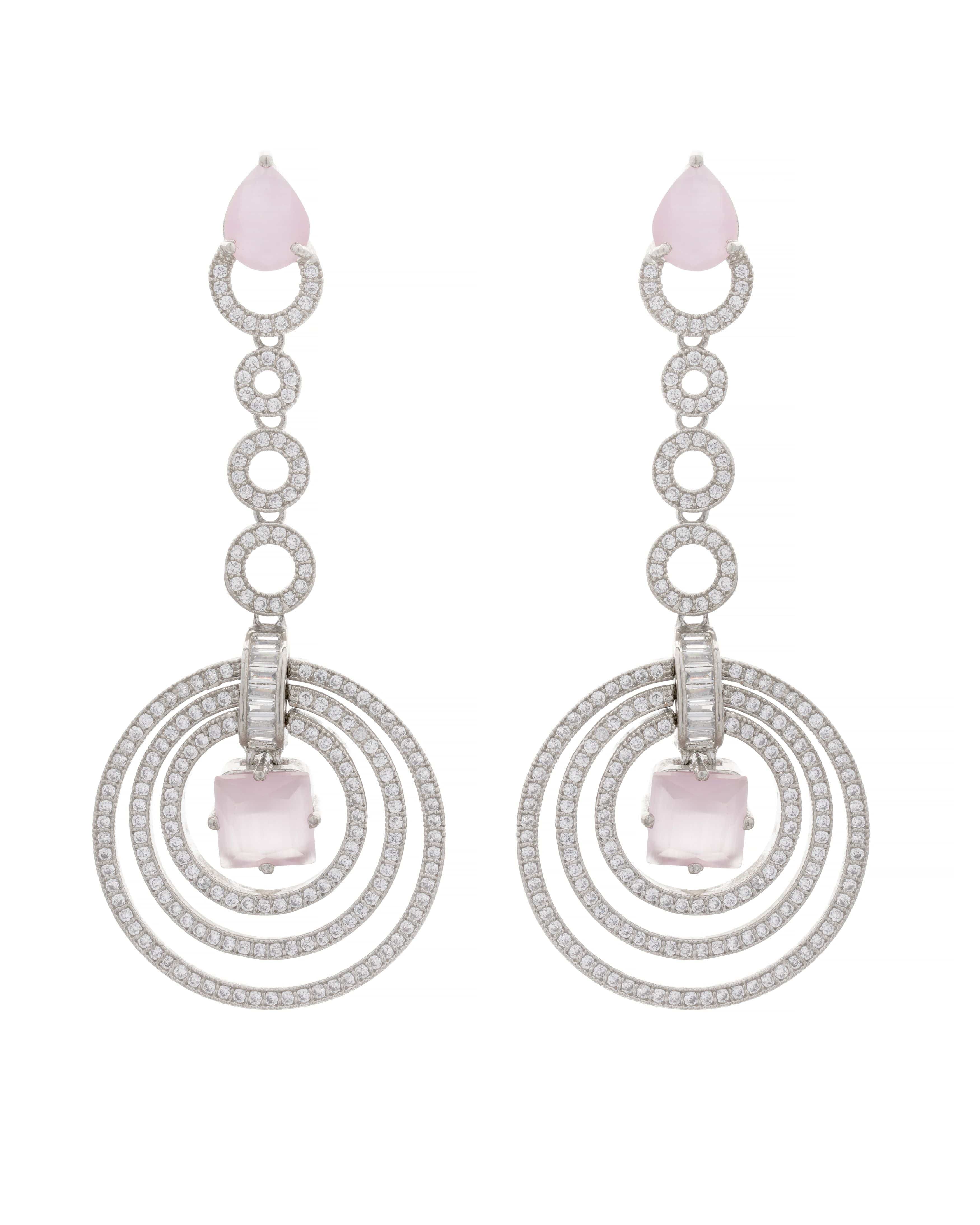 Mataari Earrings Rose Spiral Overlap Chandelier Earrings