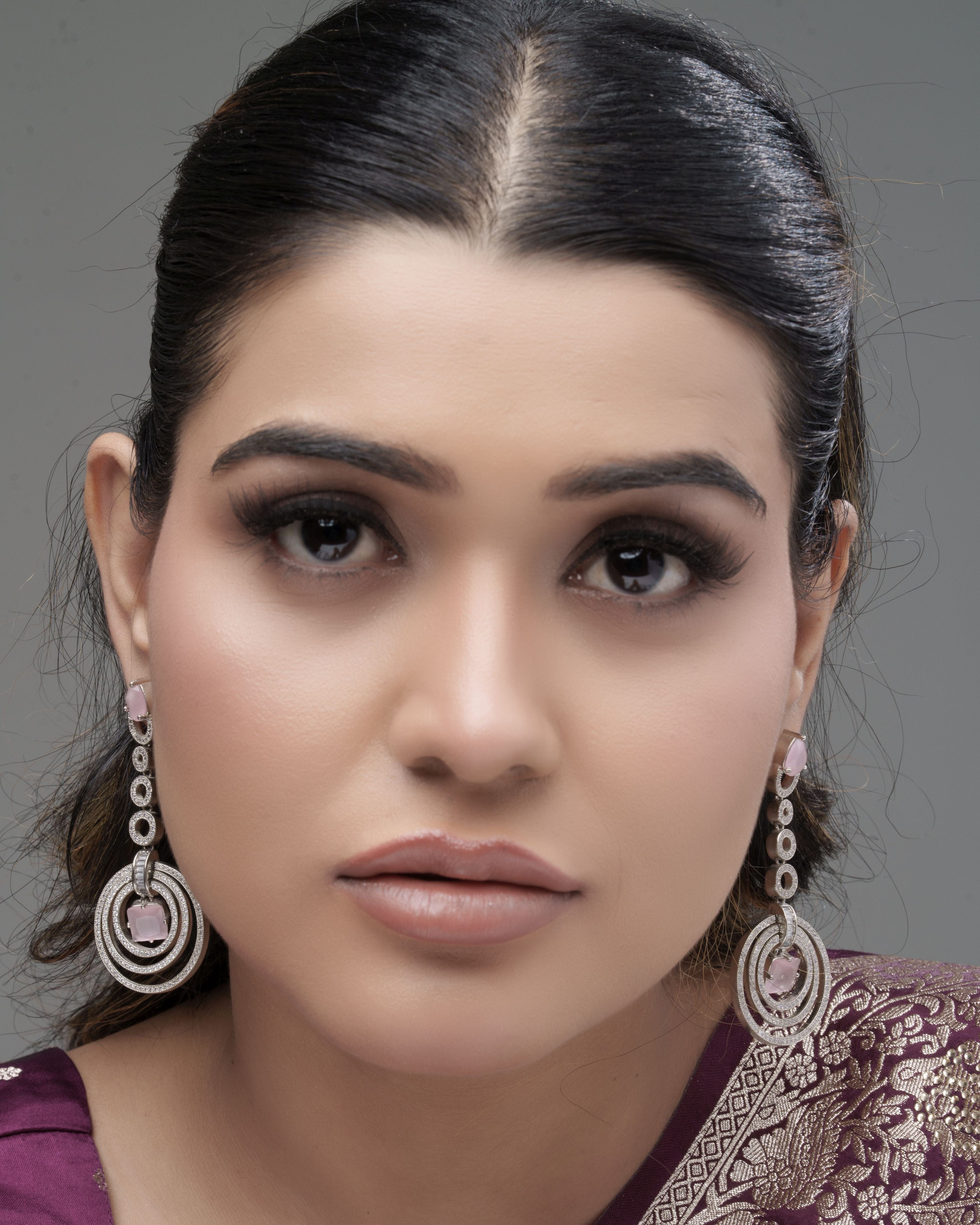 Mataari Earrings Rose Spiral Overlap Chandelier Earrings