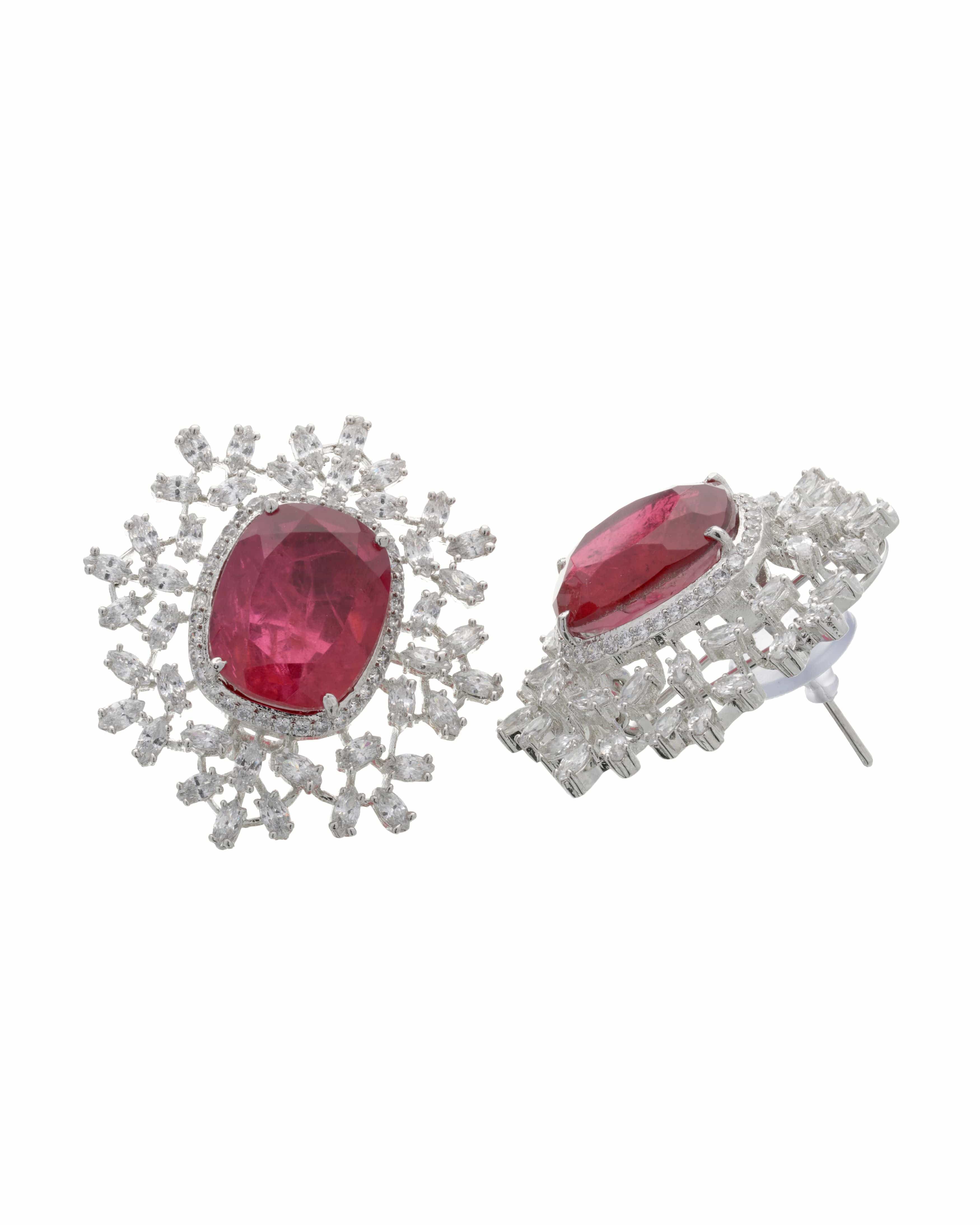 Mataari Earrings,Tops Elegant Ruby Radiance Doublet Tops with Swarovski Elements