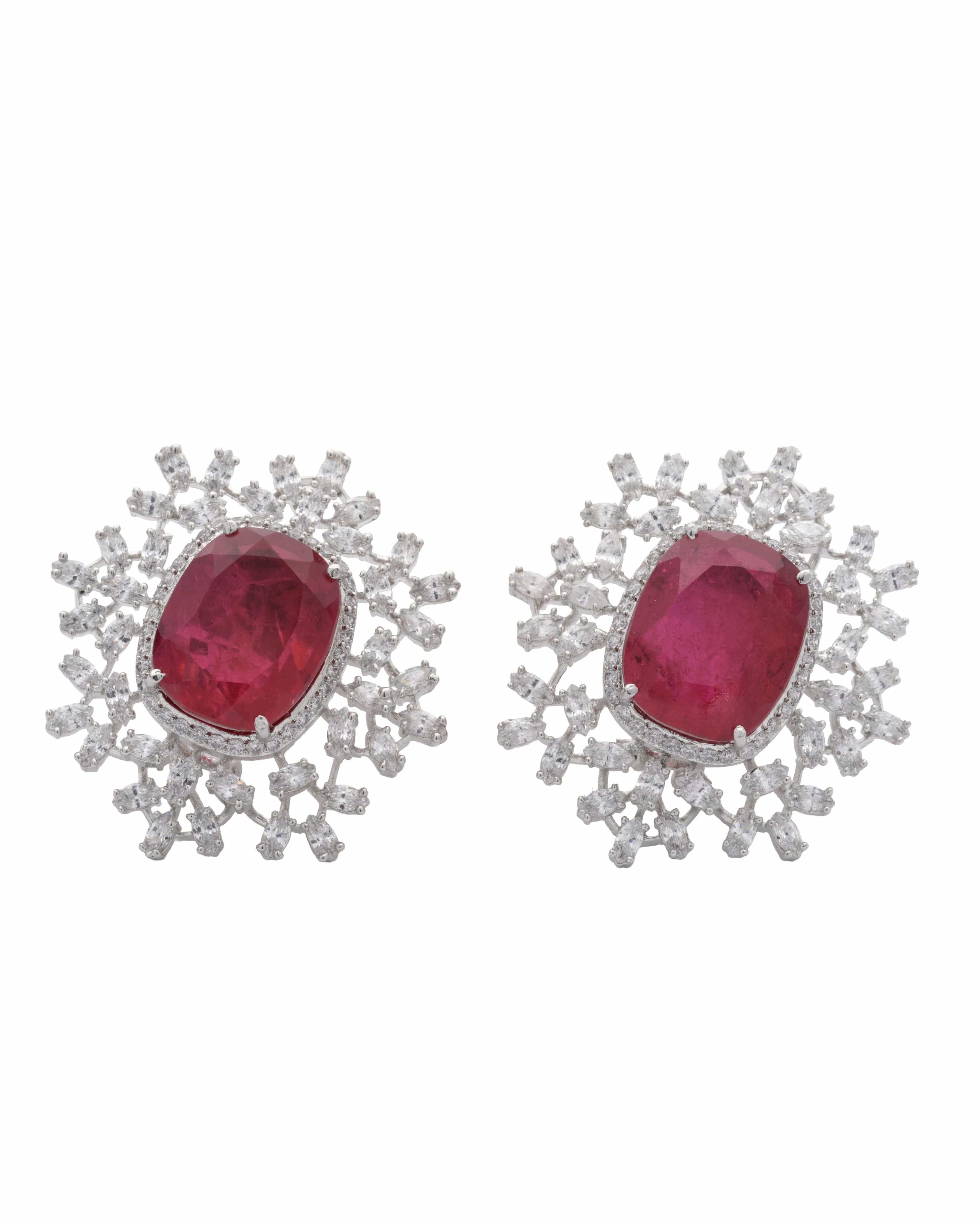 Mataari Earrings,Tops Elegant Ruby Radiance Doublet Tops with Swarovski Elements