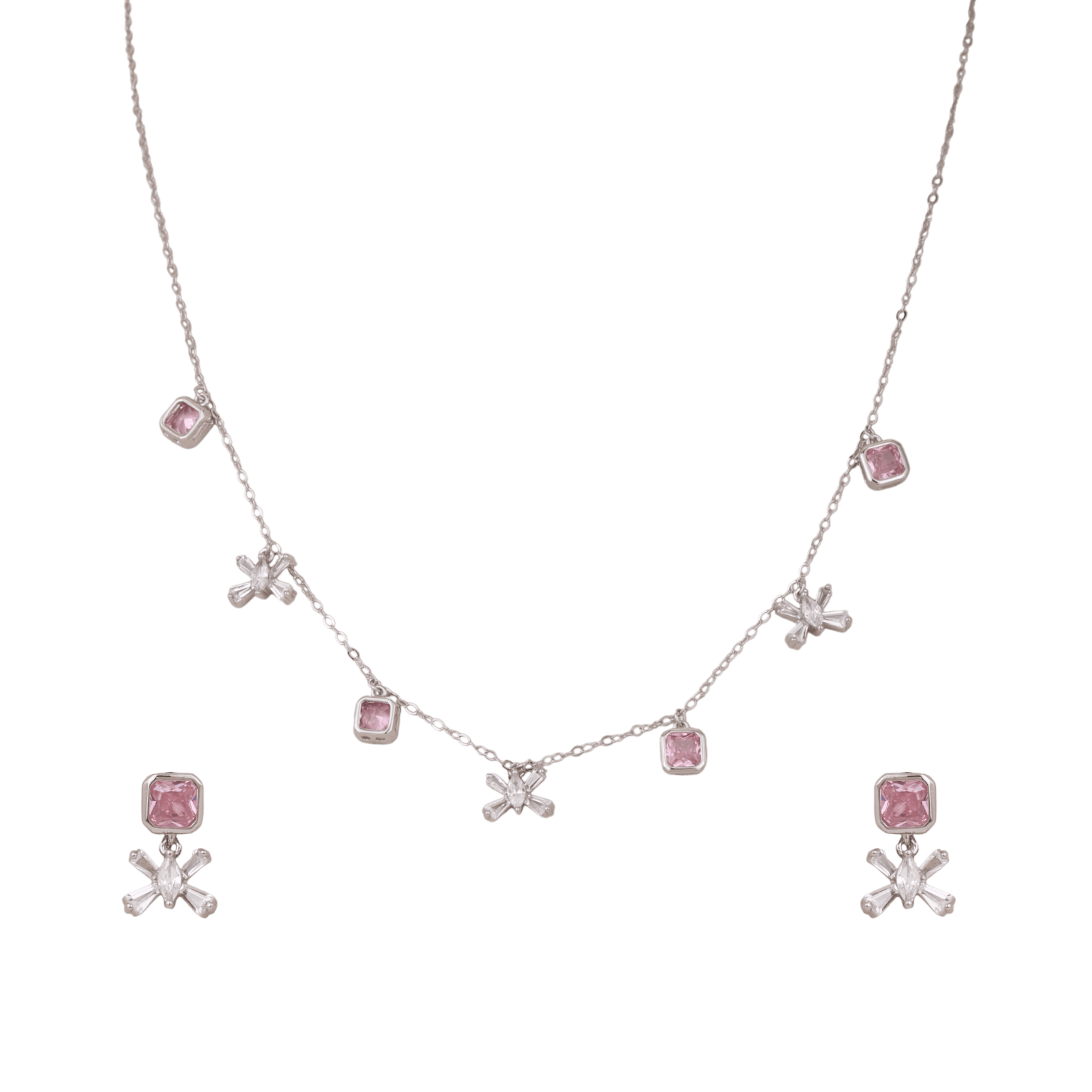 Mataari Necklace Amethyst Sterling Silver Emerald Baguette Butterfly Drop Minimalist Necklace