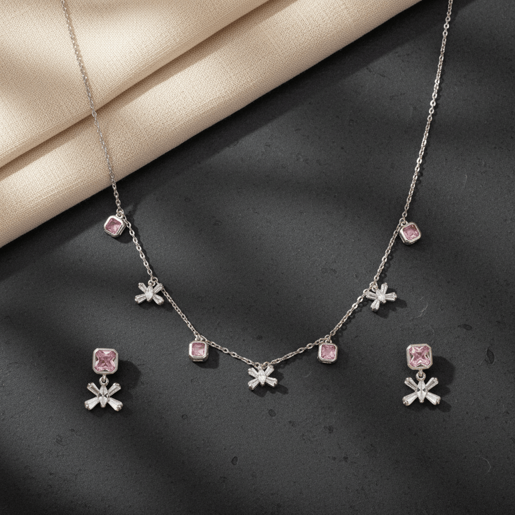 Mataari Necklace Amethyst Sterling Silver Emerald Baguette Butterfly Drop Minimalist Necklace