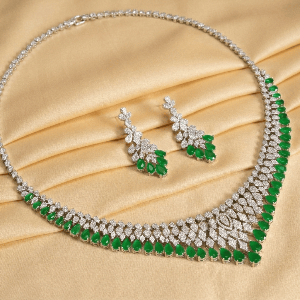 Mataari Necklace Red Royale Crystal Necklace & Earring Set | CZ | Indian Jewelry | Mataari
