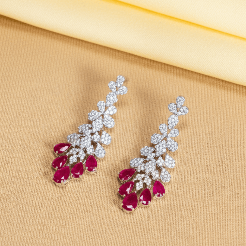 Mataari Necklace Red Royale Crystal Necklace & Earring Set | CZ | Indian Jewelry | Mataari