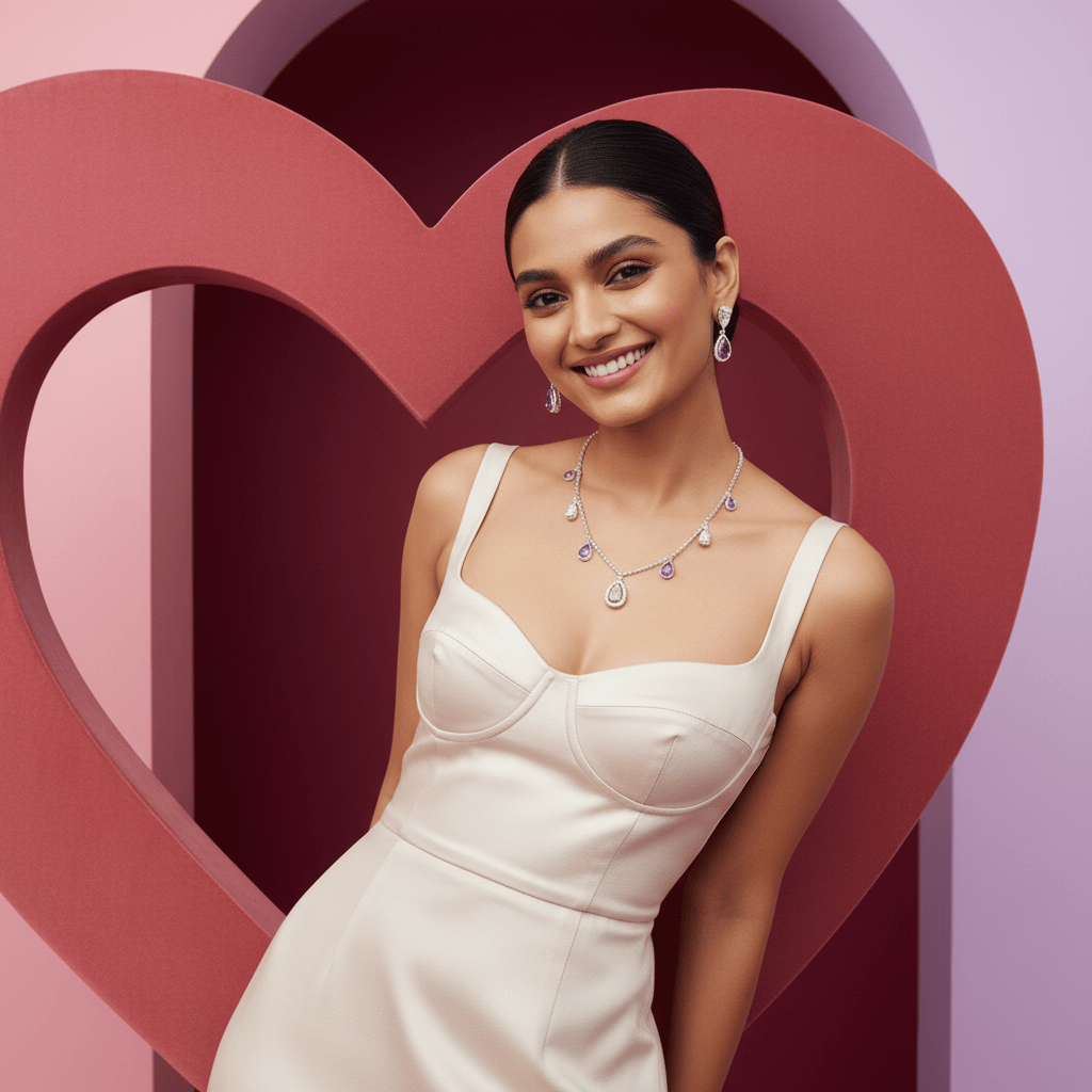 Mataari Necklace Rose Quartz Sterling Silver Amethyst Drop Minimalist Cubic Zirconia Necklace
