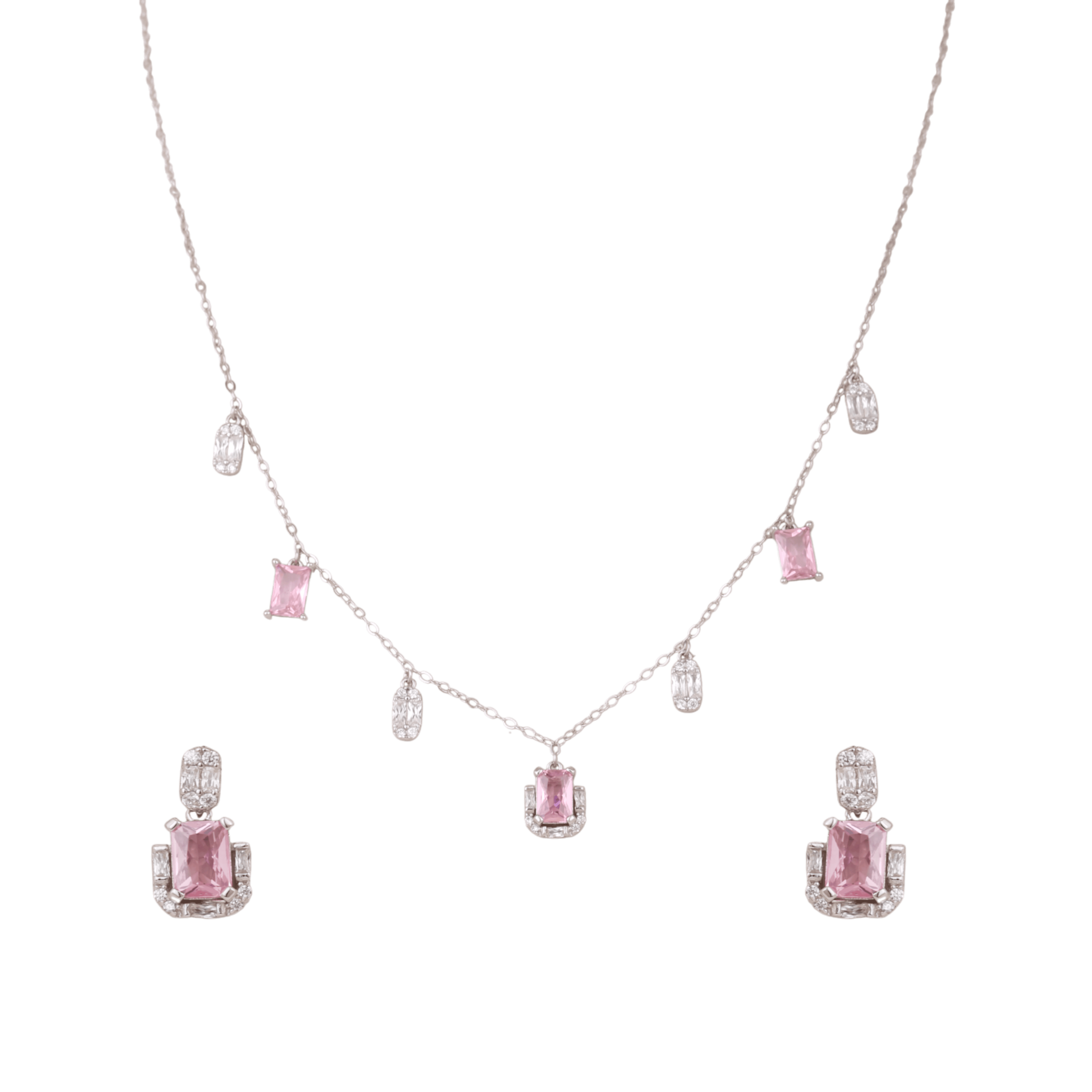 Mataari Necklace Ruby Sterling Silver Emerald Drop Cubic Zirconia Minimalist Emerald Necklace
