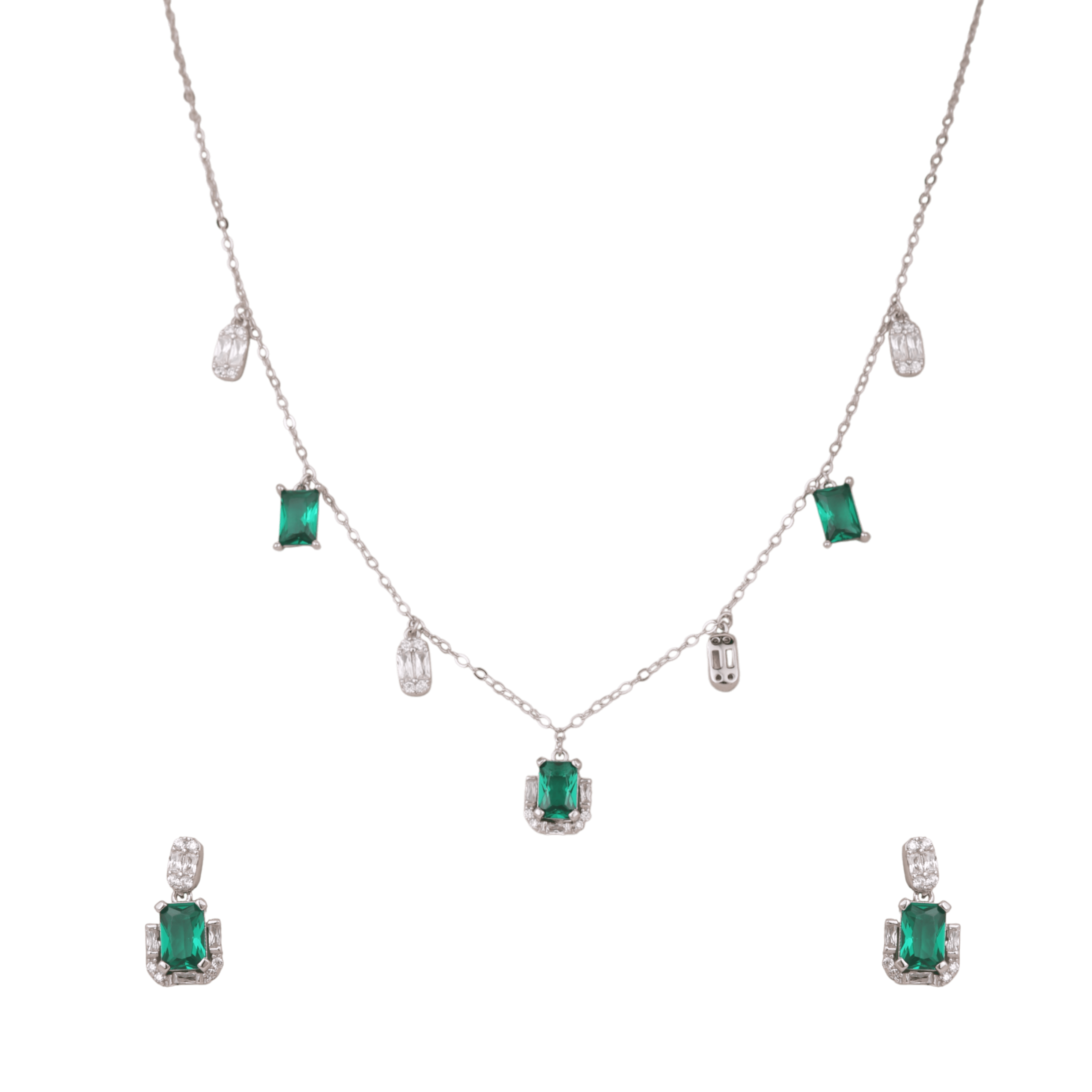 Mataari Necklace Ruby Sterling Silver Emerald Drop Cubic Zirconia Minimalist Emerald Necklace