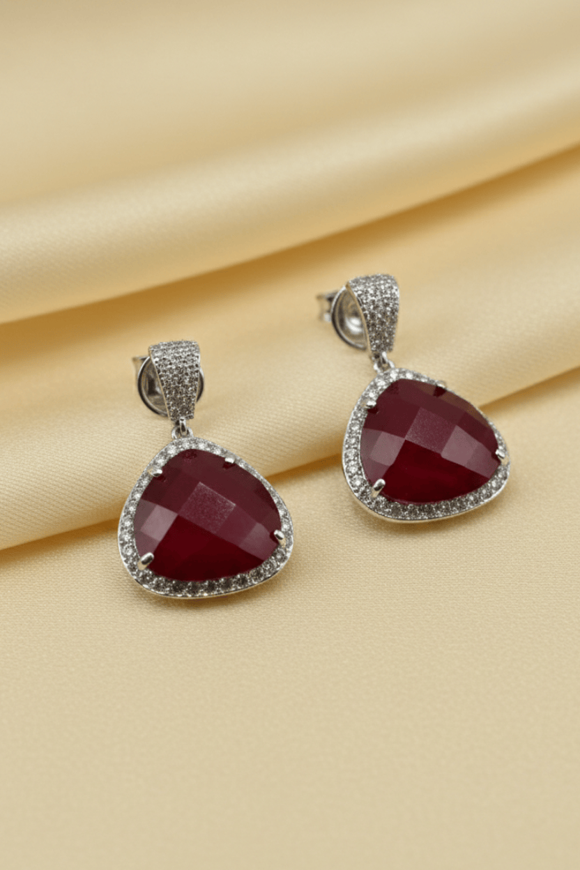 Mataari Necklace Scarlet Elegance Teardrop Necklace & Earring Set | CZ | Indian Jewelry | Mataari