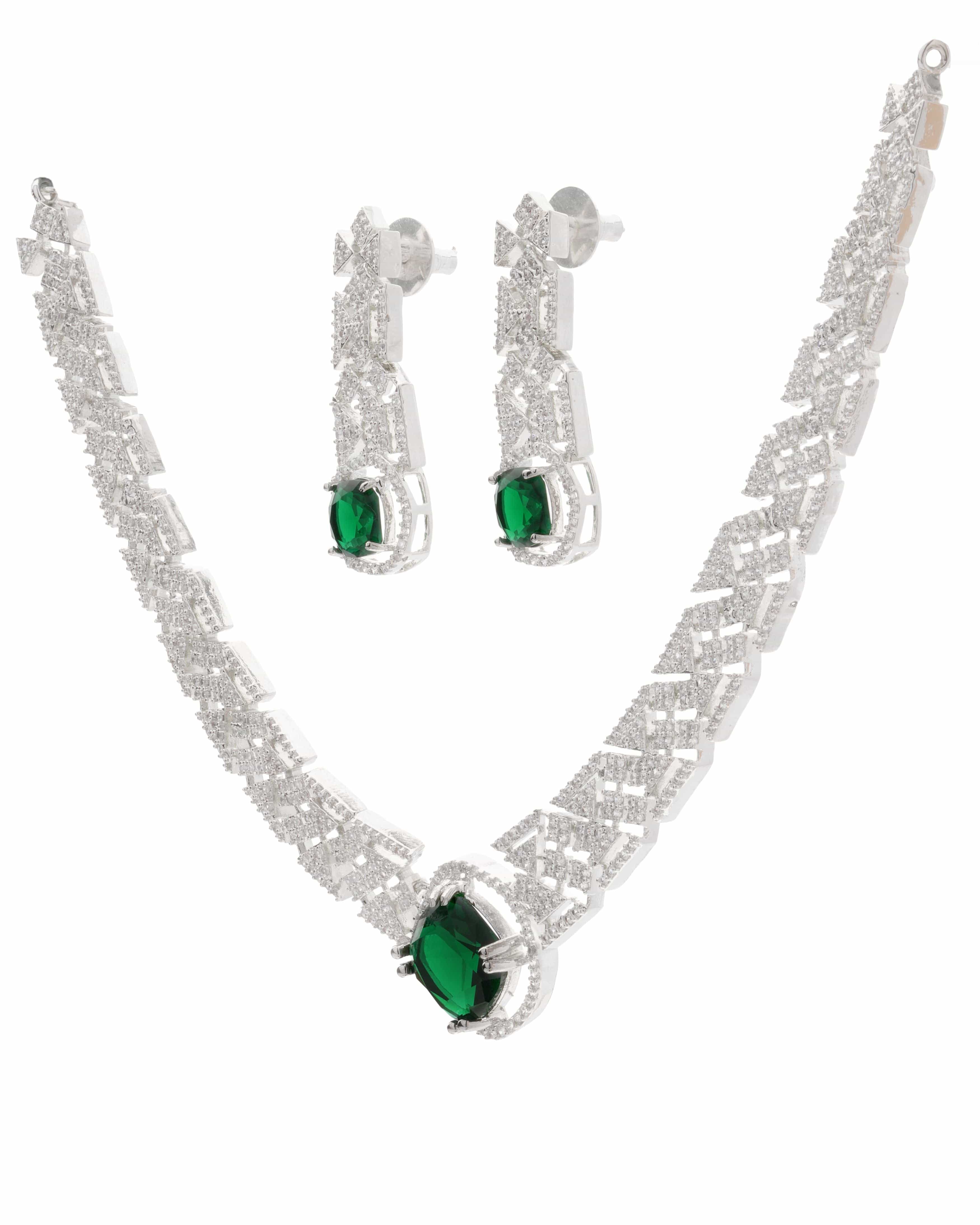 Mataari Necklaces Amethyst Allure CZ Choker & Earring Set | Rhodium | Indian Jewelry | Mataari