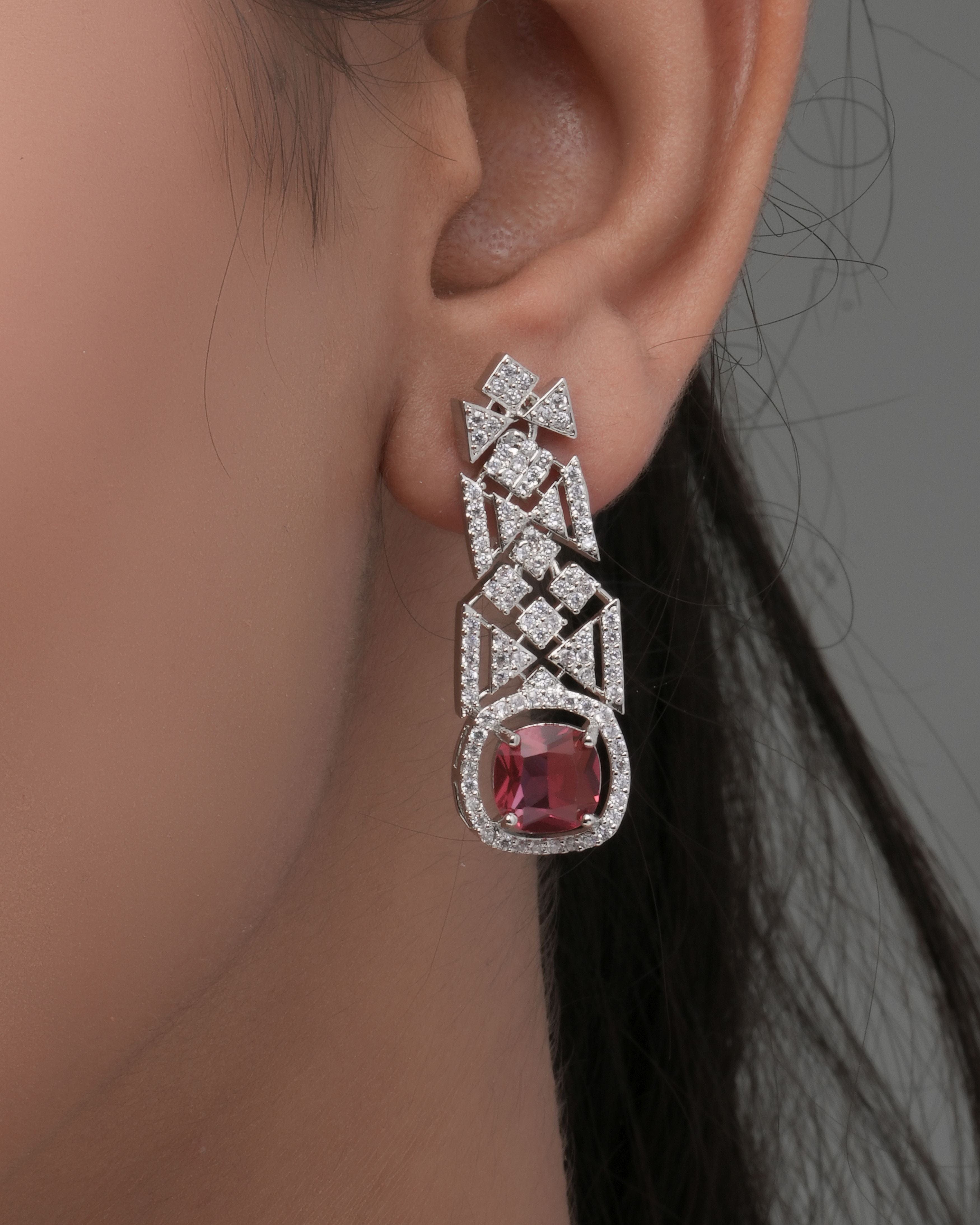 Mataari Necklaces Amethyst Allure CZ Choker & Earring Set | Rhodium | Indian Jewelry | Mataari