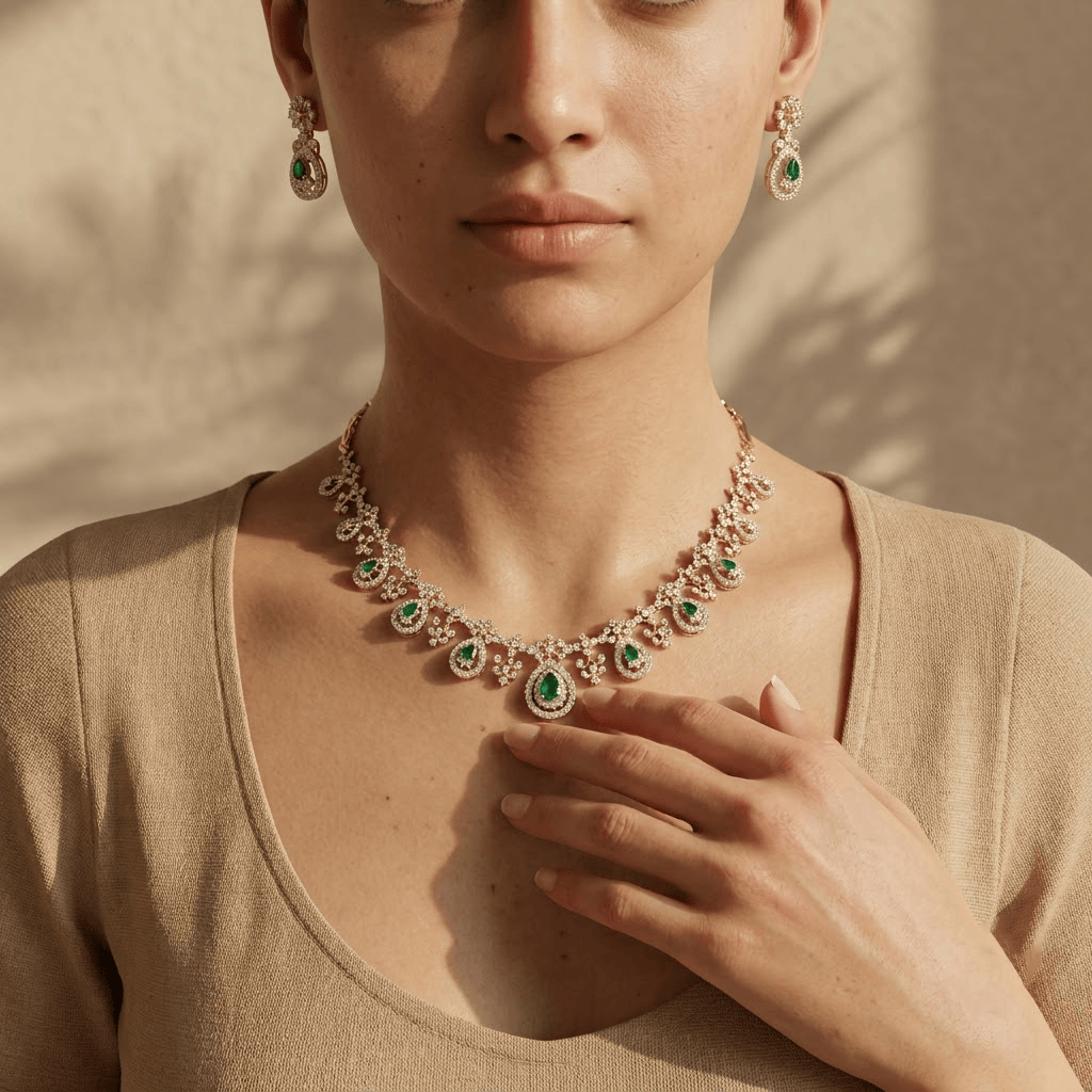 Mataari Necklaces Antique Gold Plated Cubic Zirconia Teardrop Ruby Necklace for Wedding