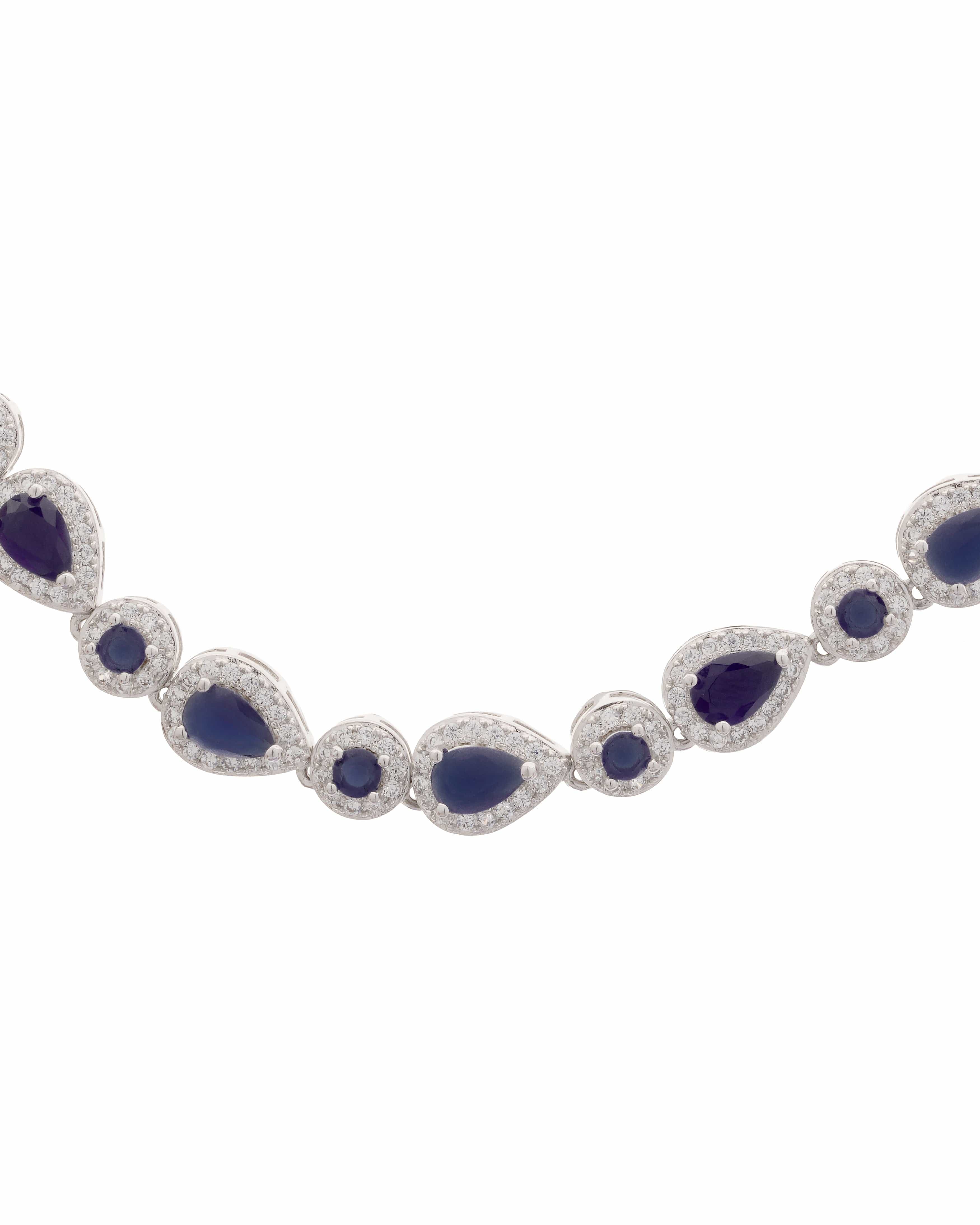Mataari Necklaces Aura All Over Necklace & Earring Set | Rhodium | Indian Jewelry | Mataari