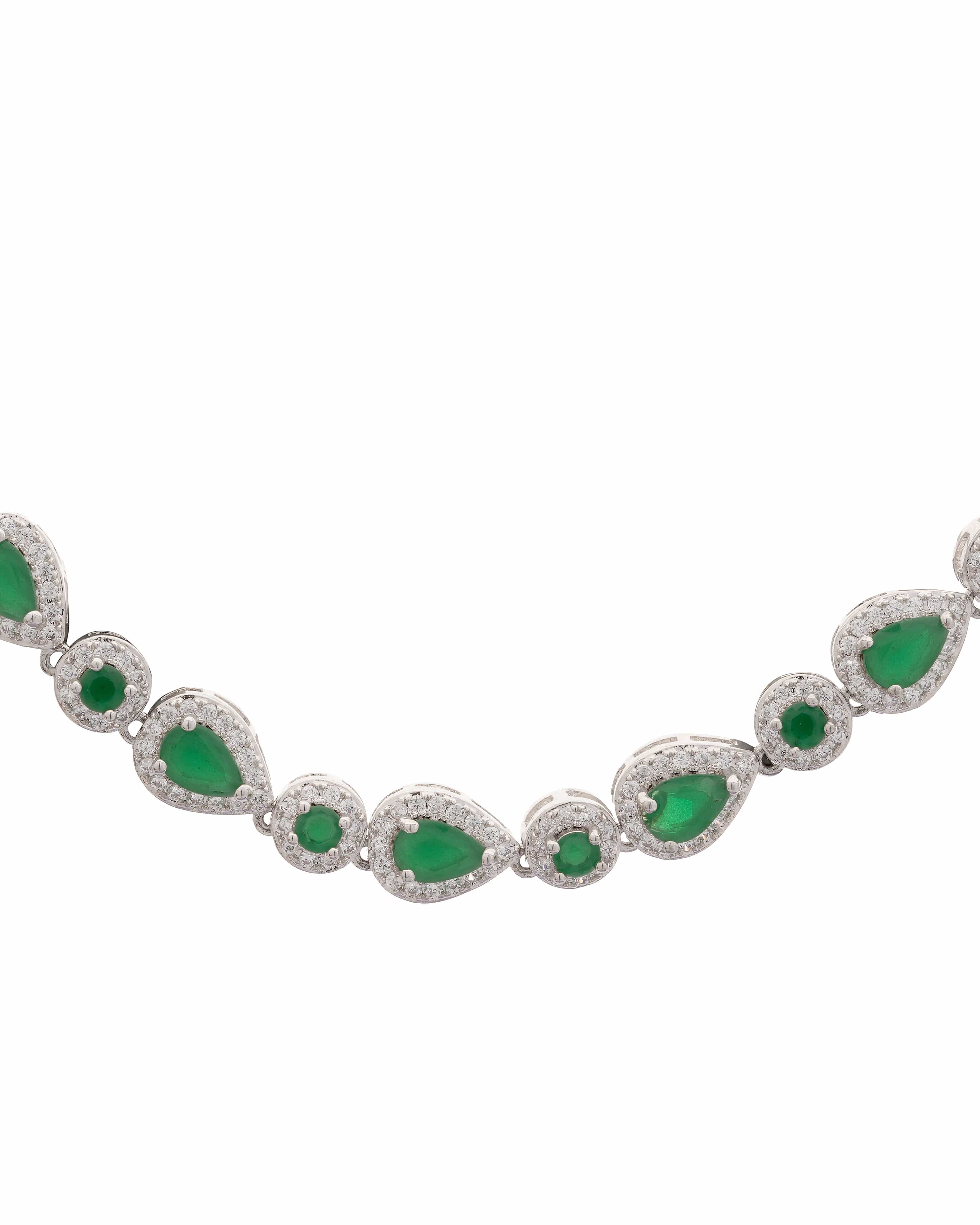 Mataari Necklaces Aura All Over Necklace & Earring Set | Rhodium | Indian Jewelry | Mataari