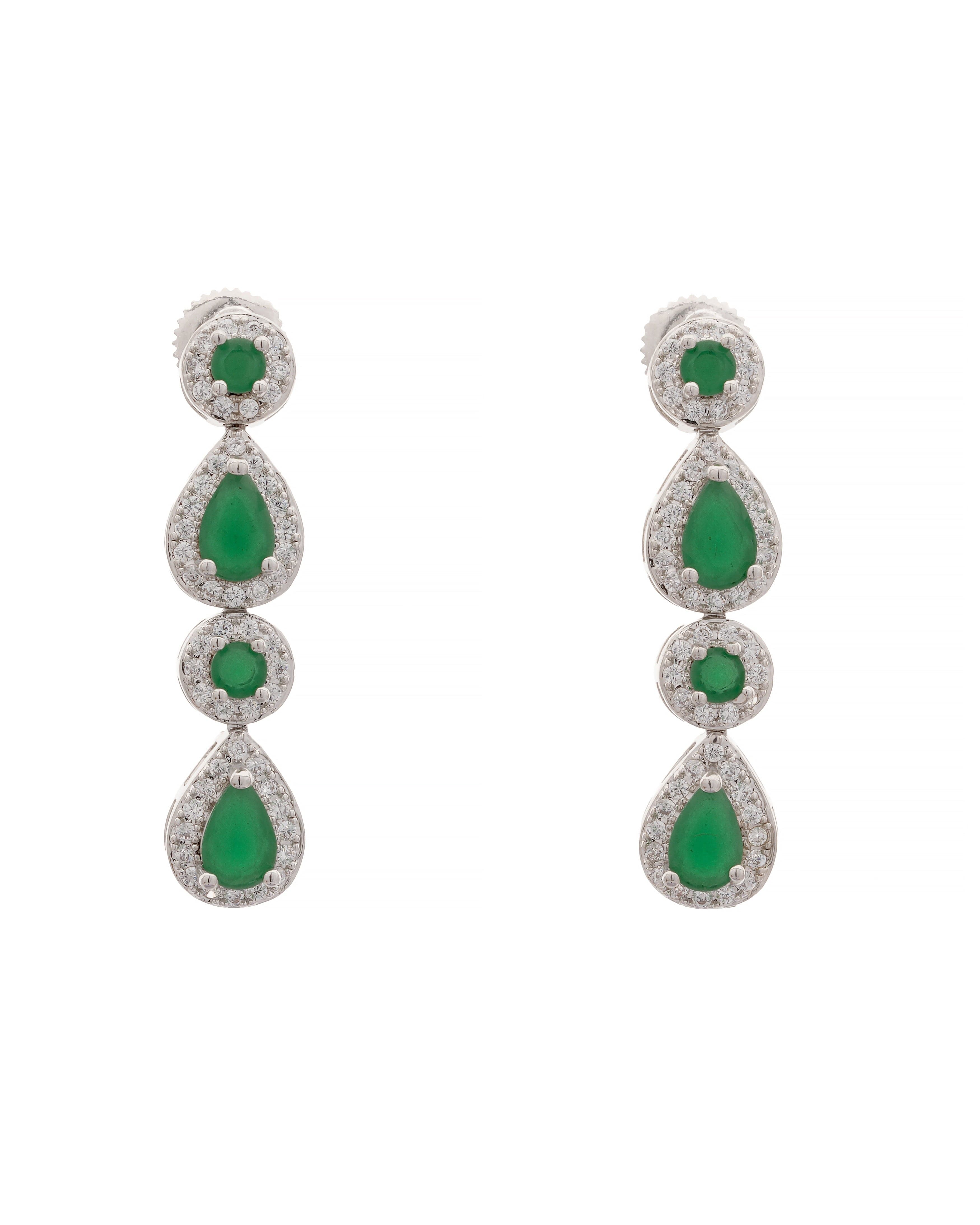 Mataari Necklaces Aura All Over Necklace & Earring Set | Rhodium | Indian Jewelry | Mataari