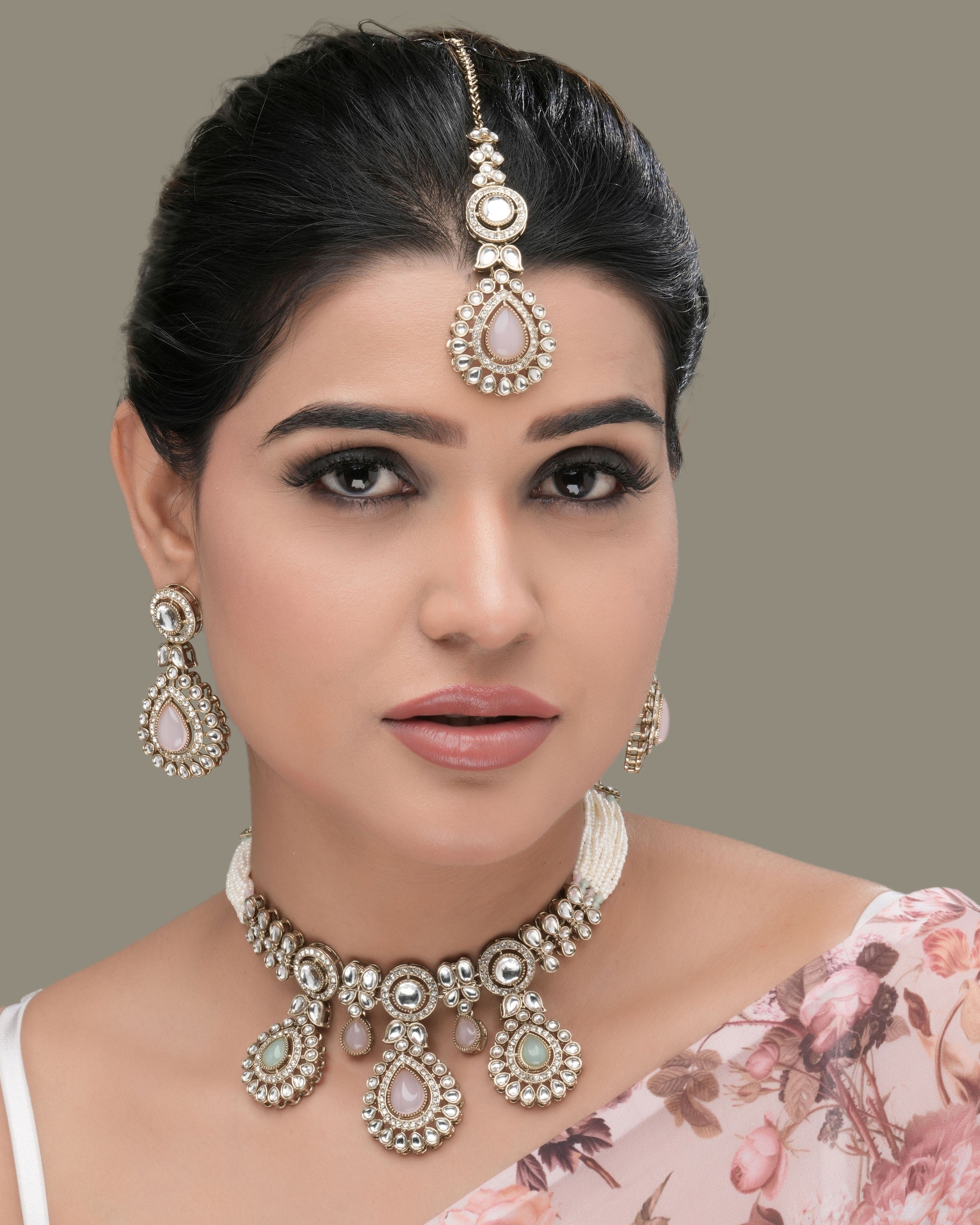 Mataari Necklaces Blush Harmony – Multi-Pastel Zedex and CZ | Brass | Indian Jewelry | Mataari
