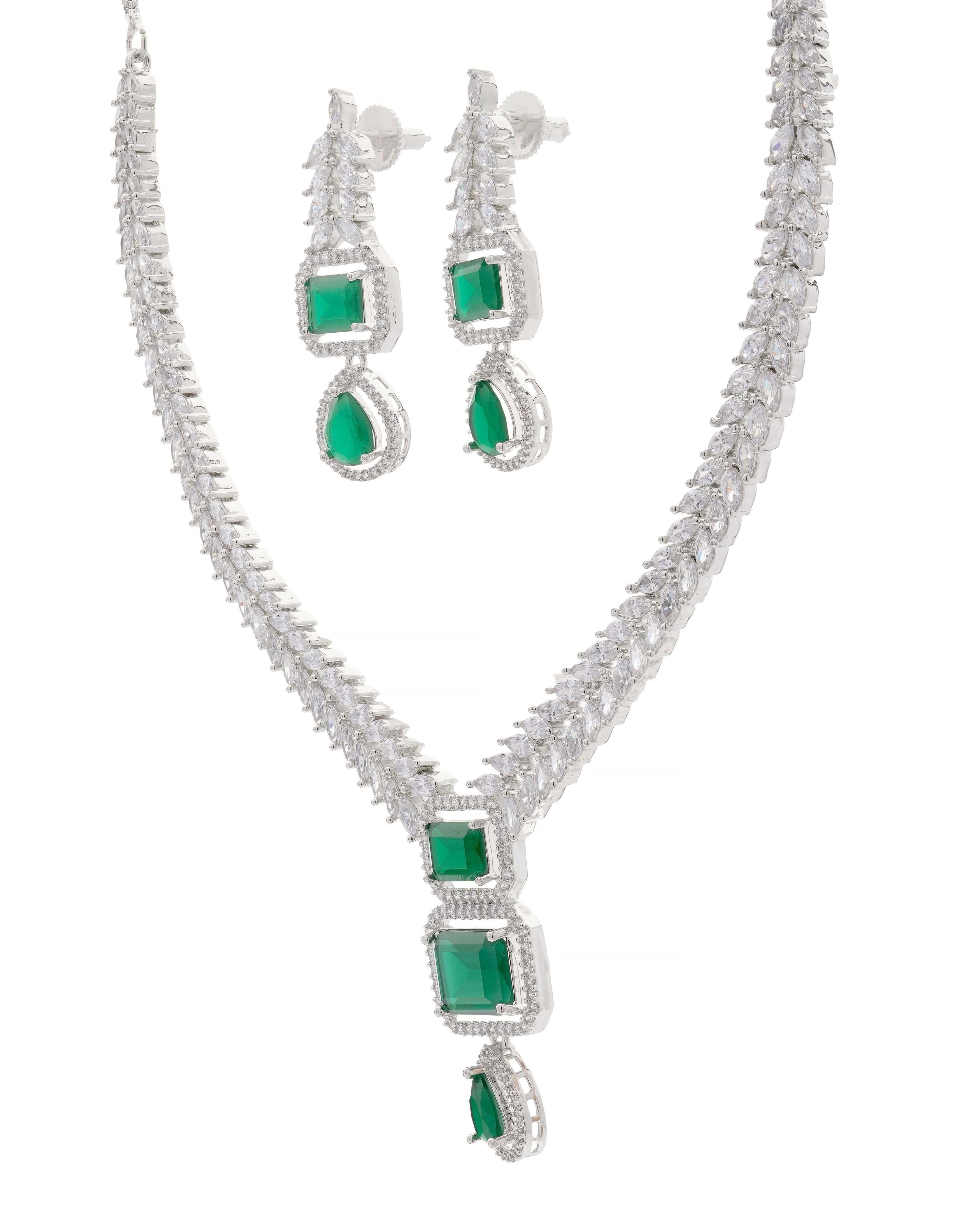 Mataari Necklaces Blush Marquise Drop CZ Necklace & Earring | CZ | Indian Jewelry | Mataari