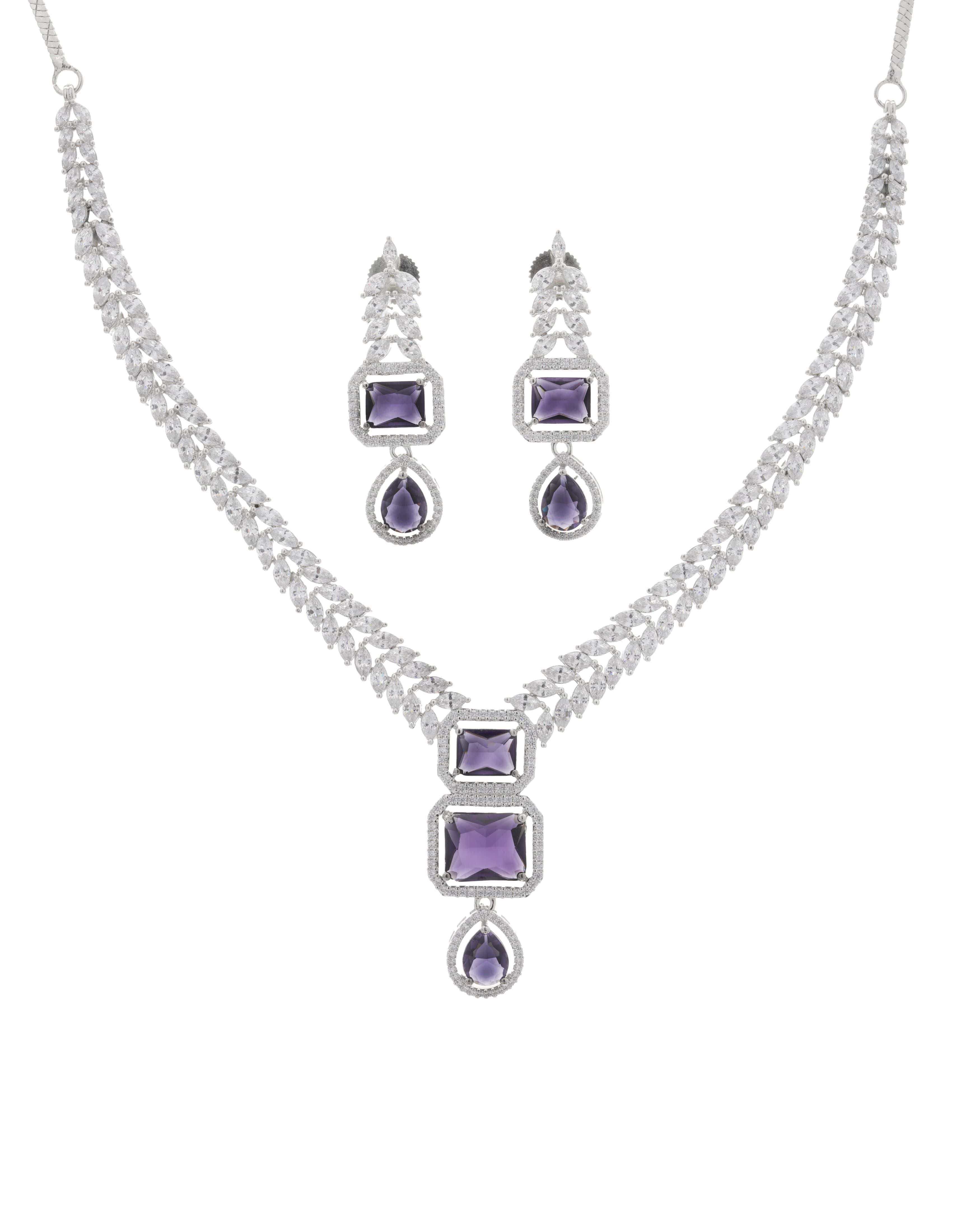 Mataari Necklaces Blush Marquise Drop CZ Necklace & Earring | CZ | Indian Jewelry | Mataari