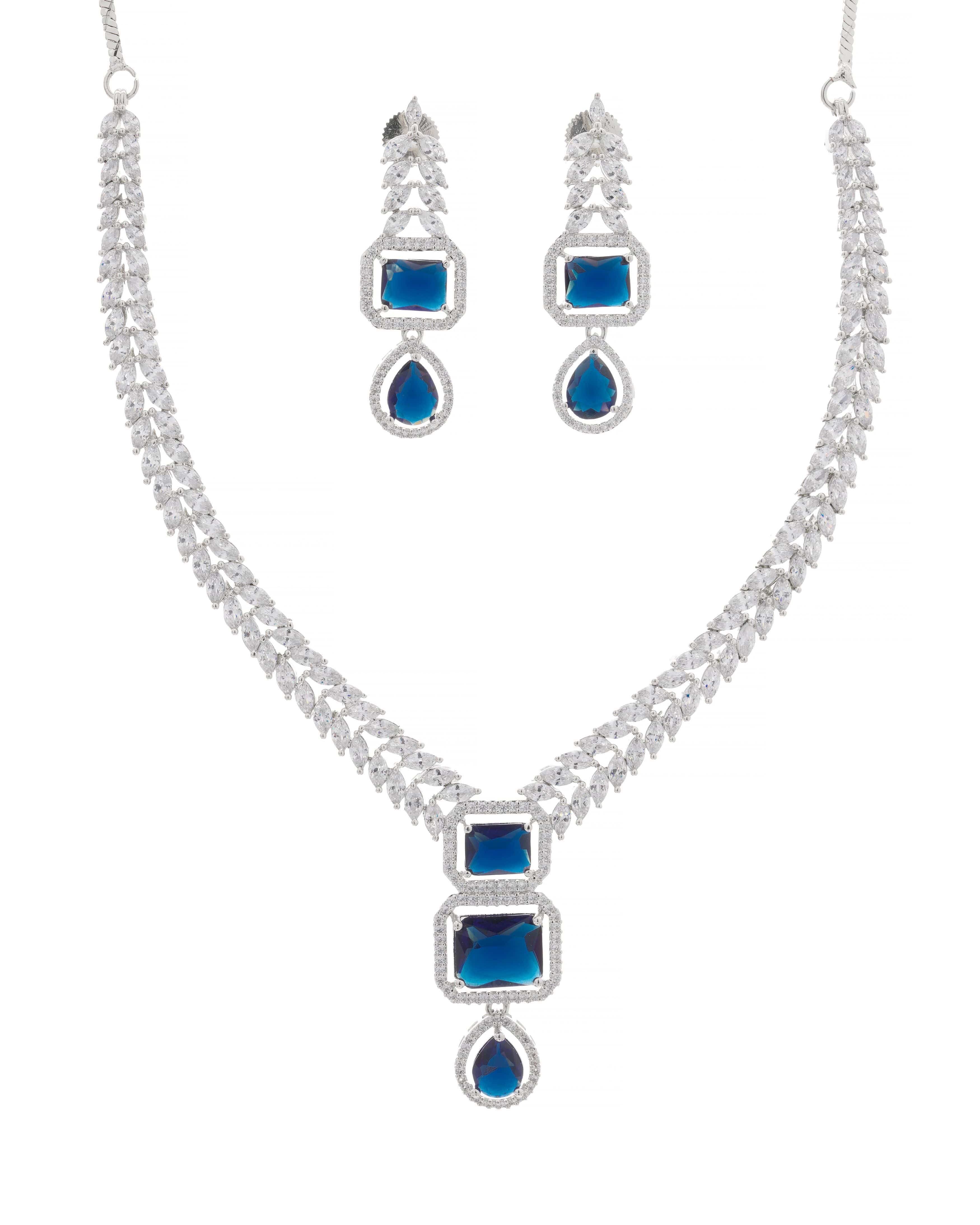 Mataari Necklaces Blush Marquise Drop CZ Necklace & Earring | CZ | Indian Jewelry | Mataari