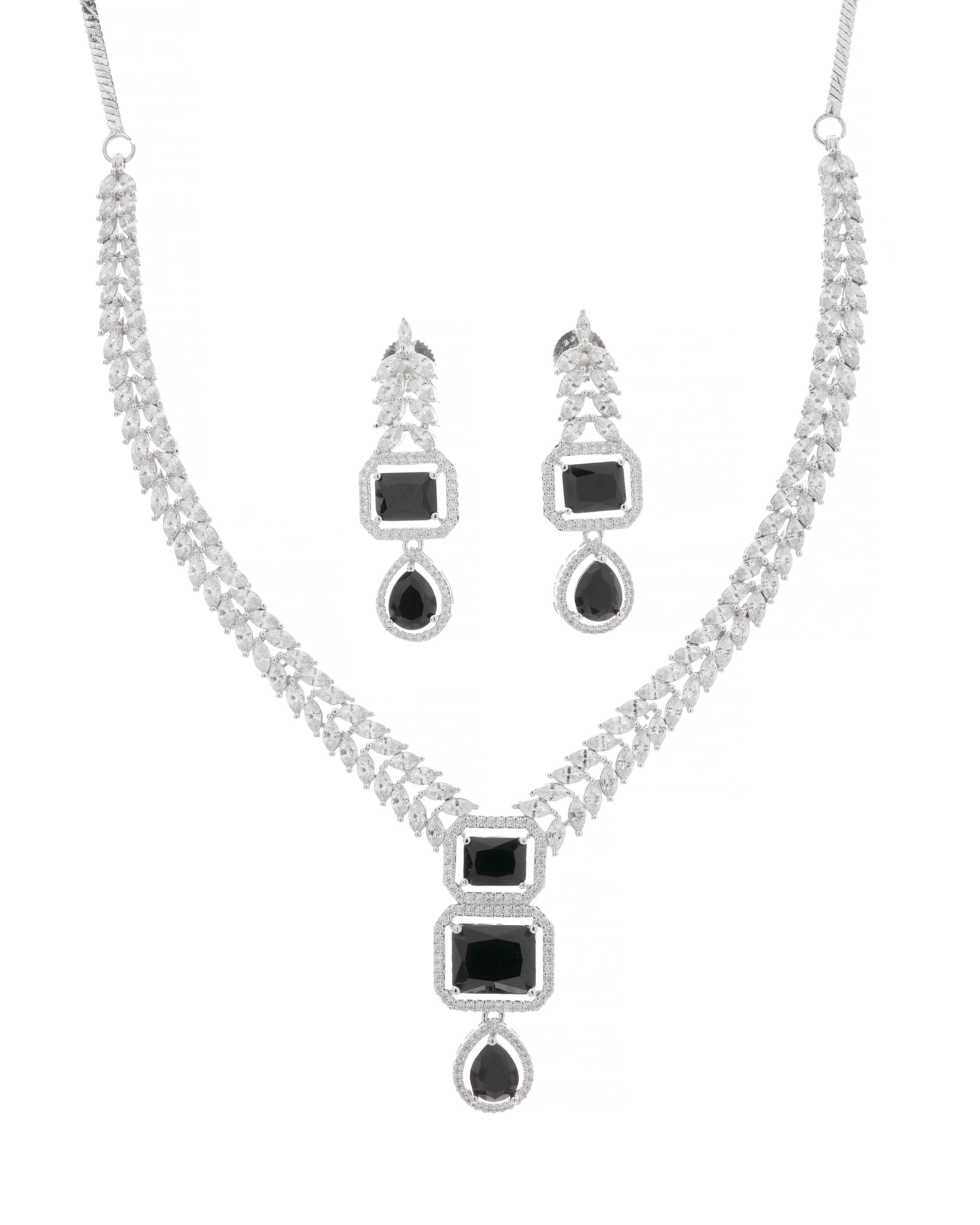 Mataari Necklaces Blush Marquise Drop CZ Necklace & Earring | CZ | Indian Jewelry | Mataari