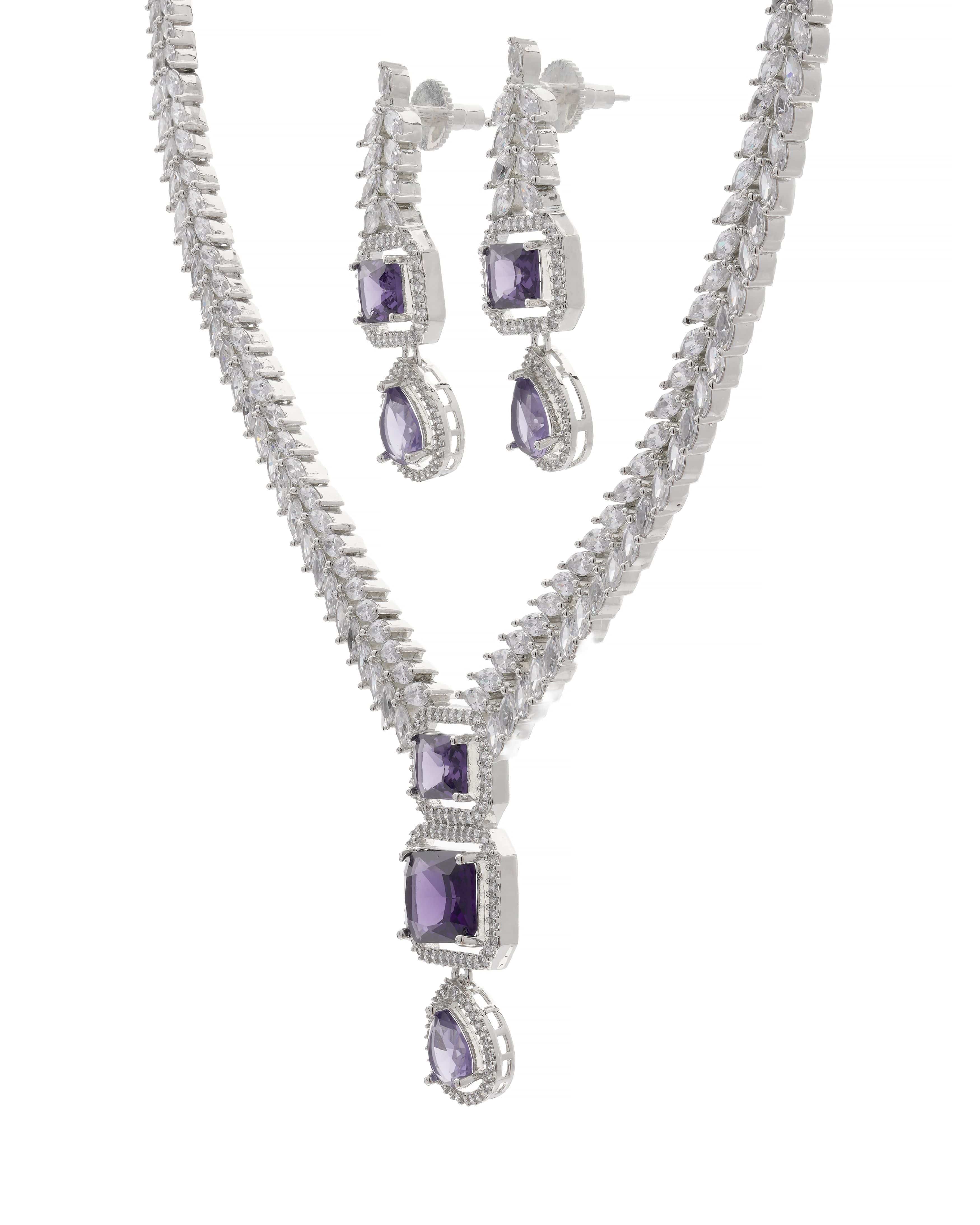 Mataari Necklaces Blush Marquise Drop CZ Necklace & Earring | CZ | Indian Jewelry | Mataari