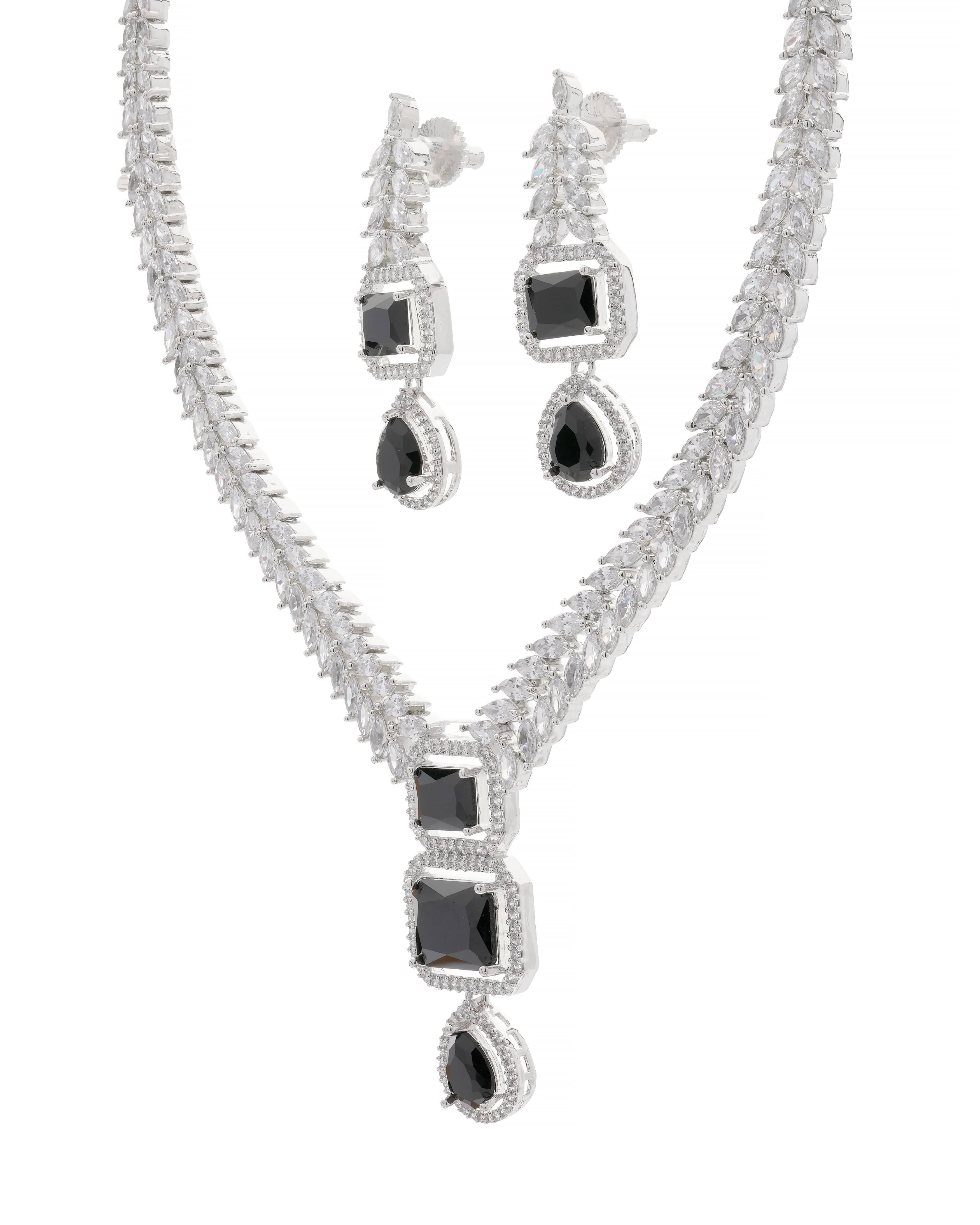 Mataari Necklaces Blush Marquise Drop CZ Necklace & Earring | CZ | Indian Jewelry | Mataari
